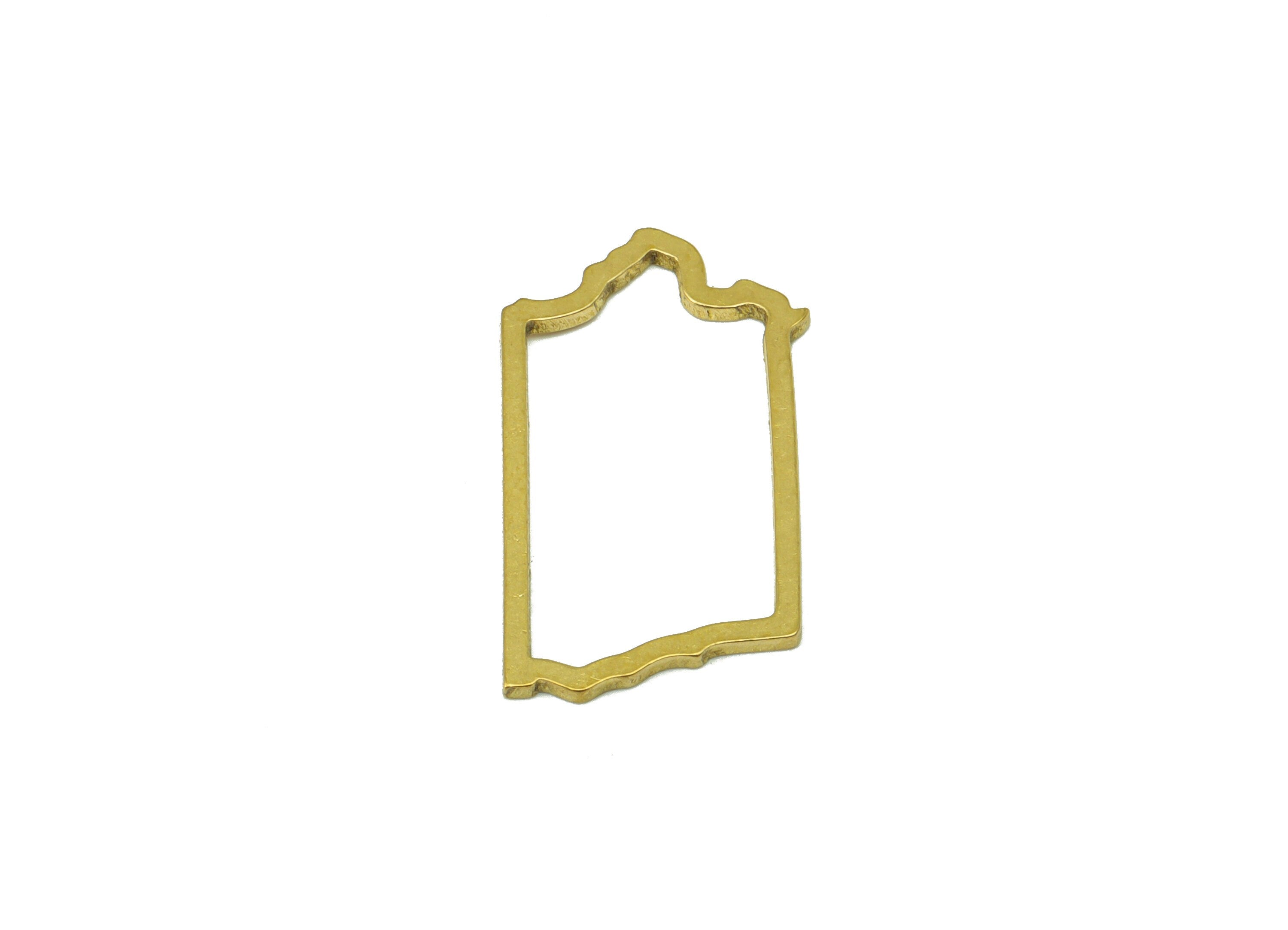 Brass Lowa State Charm - Raw Brass Textured Lowa State Pendant - Frame Earring Charm -State Charm - For Necklace - 24x13.39x 0.96mm- PP8542 - DOMEDBAZAAR