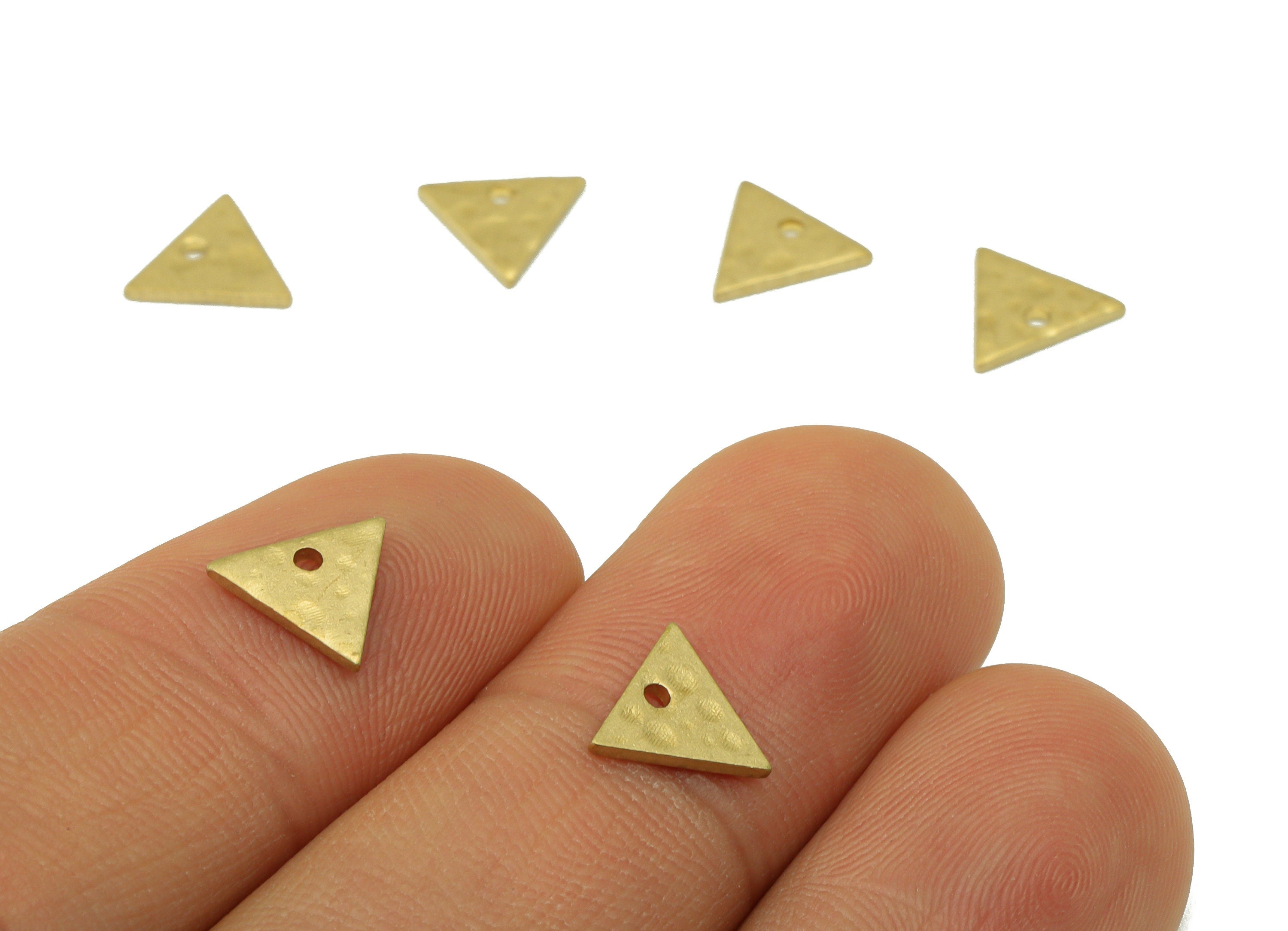 Brass Hammered Triangle Charms - Raw Brass Mini Hammered Triangle Charms - Earring Findings - Jewelry Supplies - 7.72x7.64x0.98mm - PP8609 - DOMEDBAZAAR