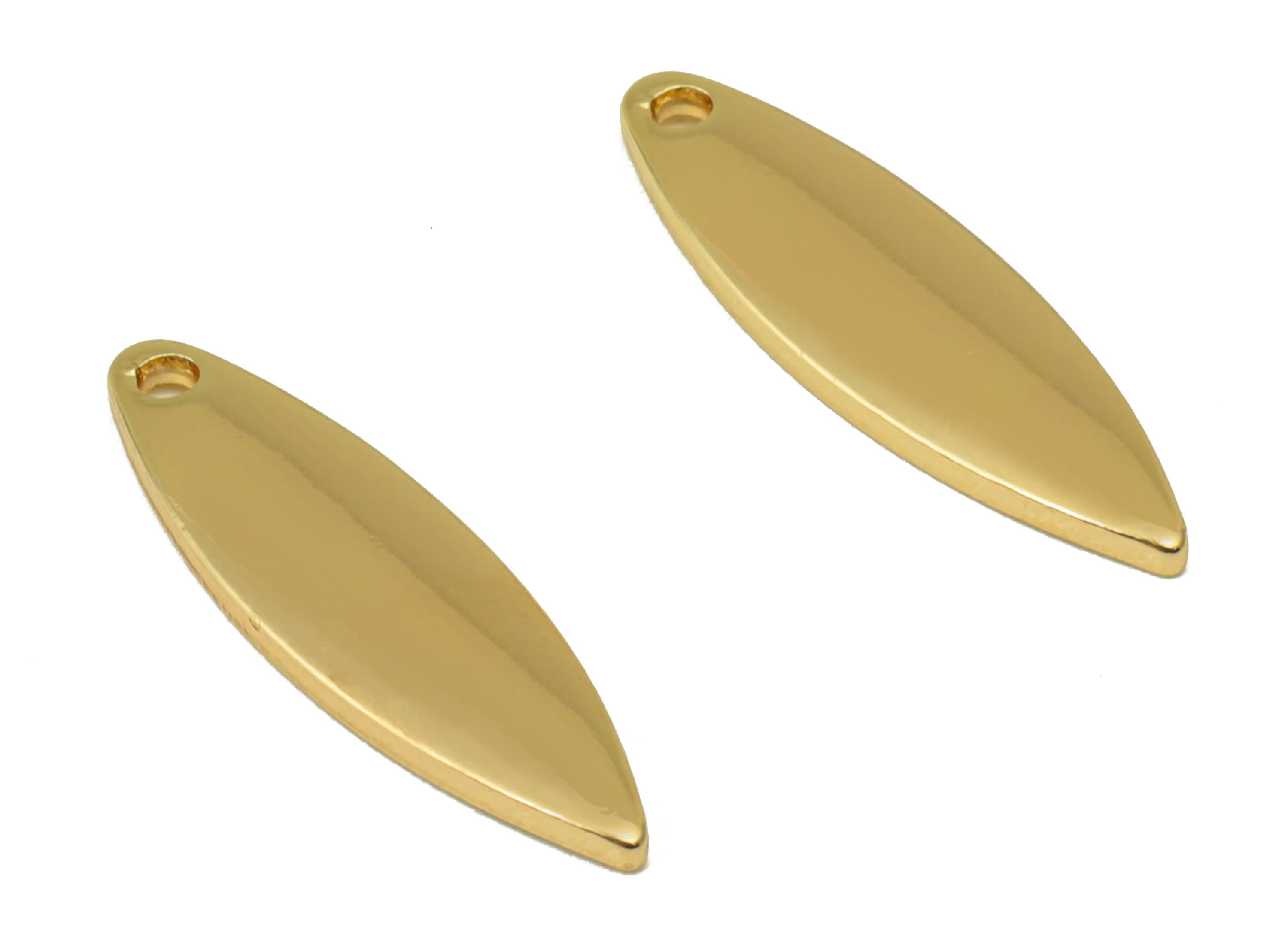 Brass Earring Charm - Semi Marquise Earring Charm - Marquise Necklace- Brass Pendant - 18K Real Gold Plating - 17.63x5.15x 1.28mm - RGP6697 - DOMEDBAZAAR