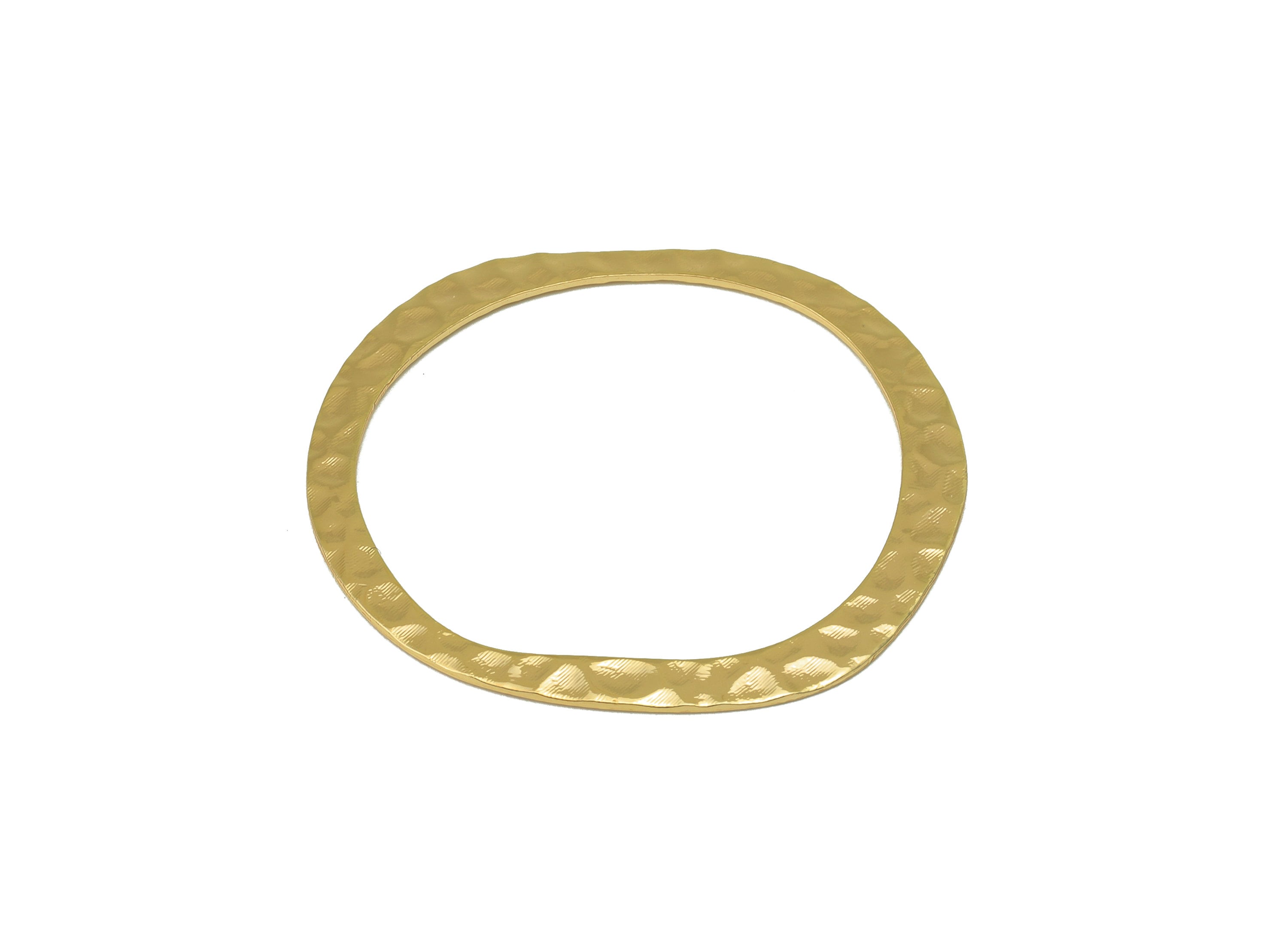 Brass Earring Charm - Hammered Earring Charm - Round Necklace- Irregular Ring - 18K Real Gold Plating - 31.82x 33.94 x 0.62mm - RGP6698 - DOMEDBAZAAR