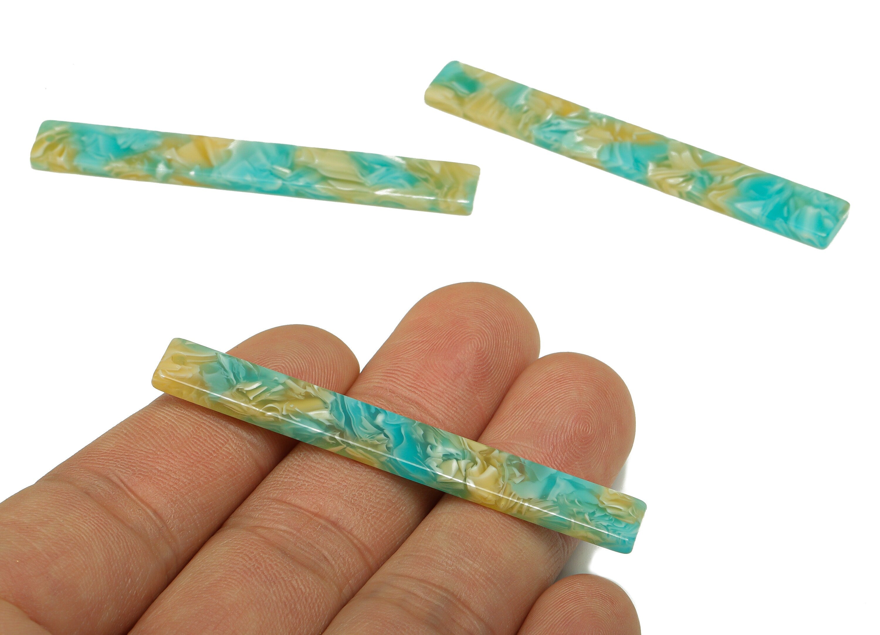 Acrylic Bar Charms - Acrylic Long Bar Earrings Charm - Bar Rectangle Pendant-Earring Finding - Color Code: A846- 59.6x7.8x2.6mm- AC1049-A846 - DOMEDBAZAAR