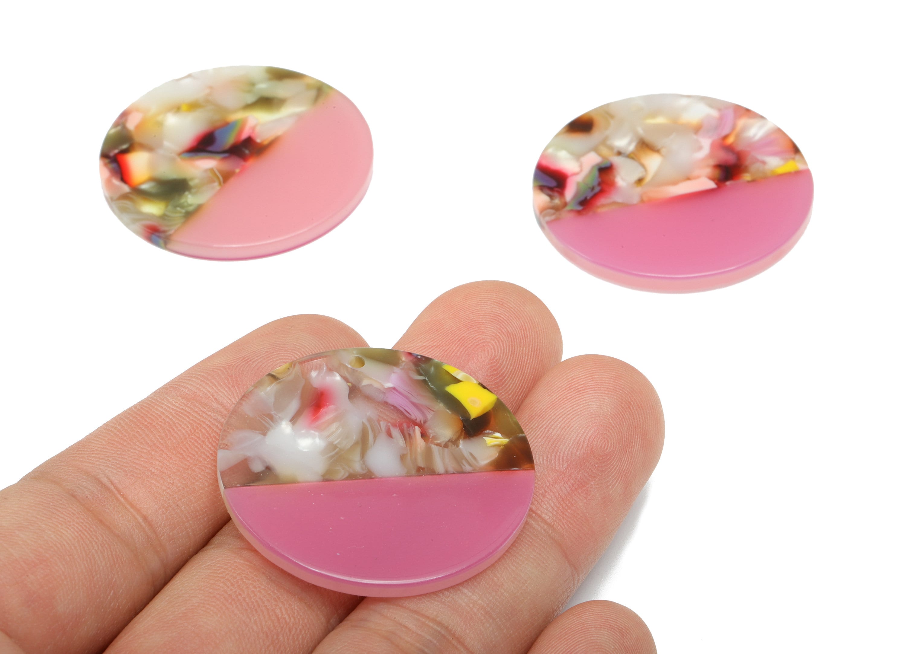 Acrylic Round Charms - Rainbow Earring Charm -Circle Rainbow Pendant - Earring Findings - Color Code: A359 - 35.1x35.1x2.5mm - AC1256-A359 - DOMEDBAZAAR