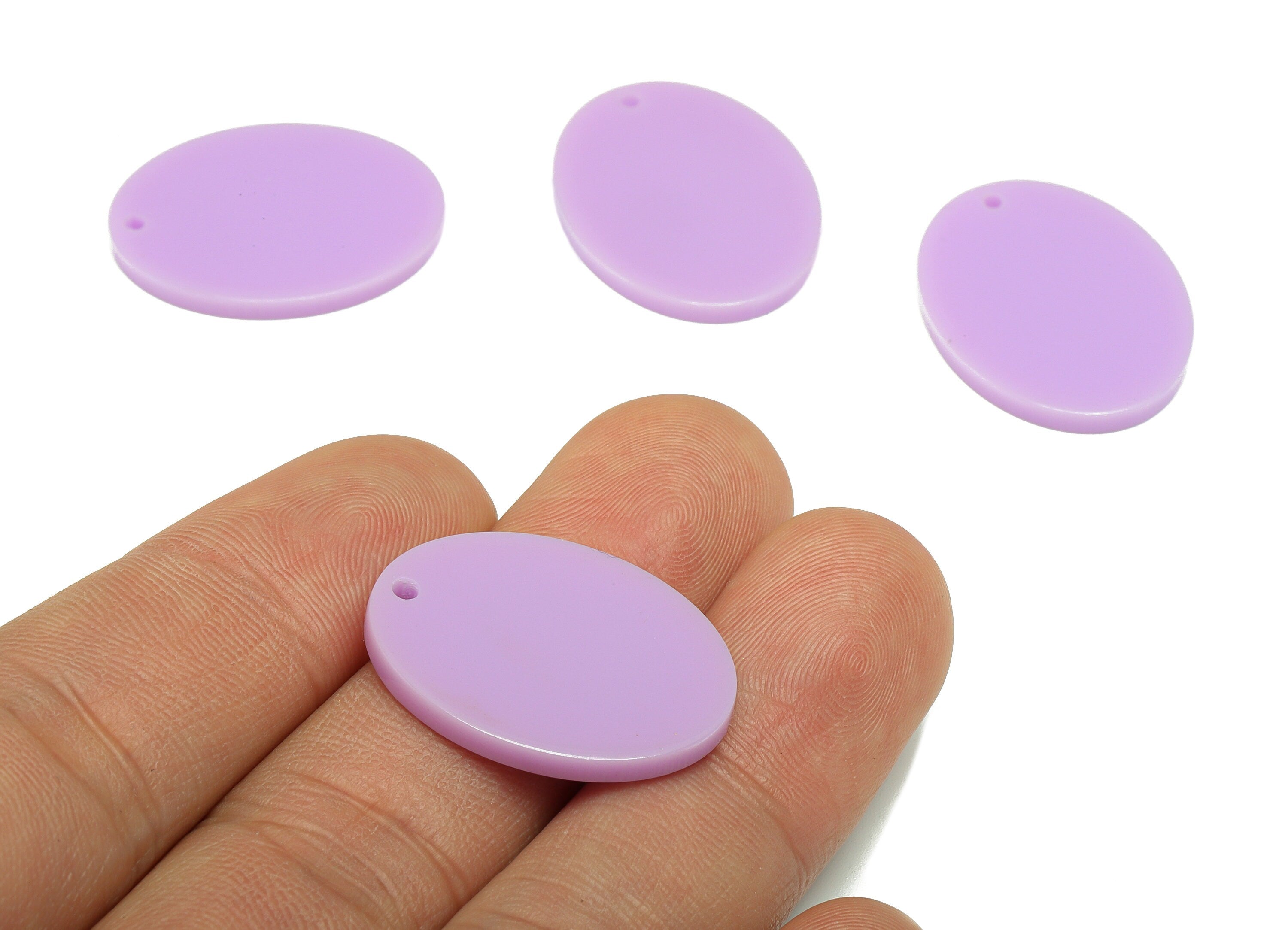 Acrylic Earring Charms - Solid Purple Ellipse Earring Charm - Oval Pendant - Earring Finding - Color Code: A675 - 25.8x19.8x2mm- AC1327-A675 - DOMEDBAZAAR