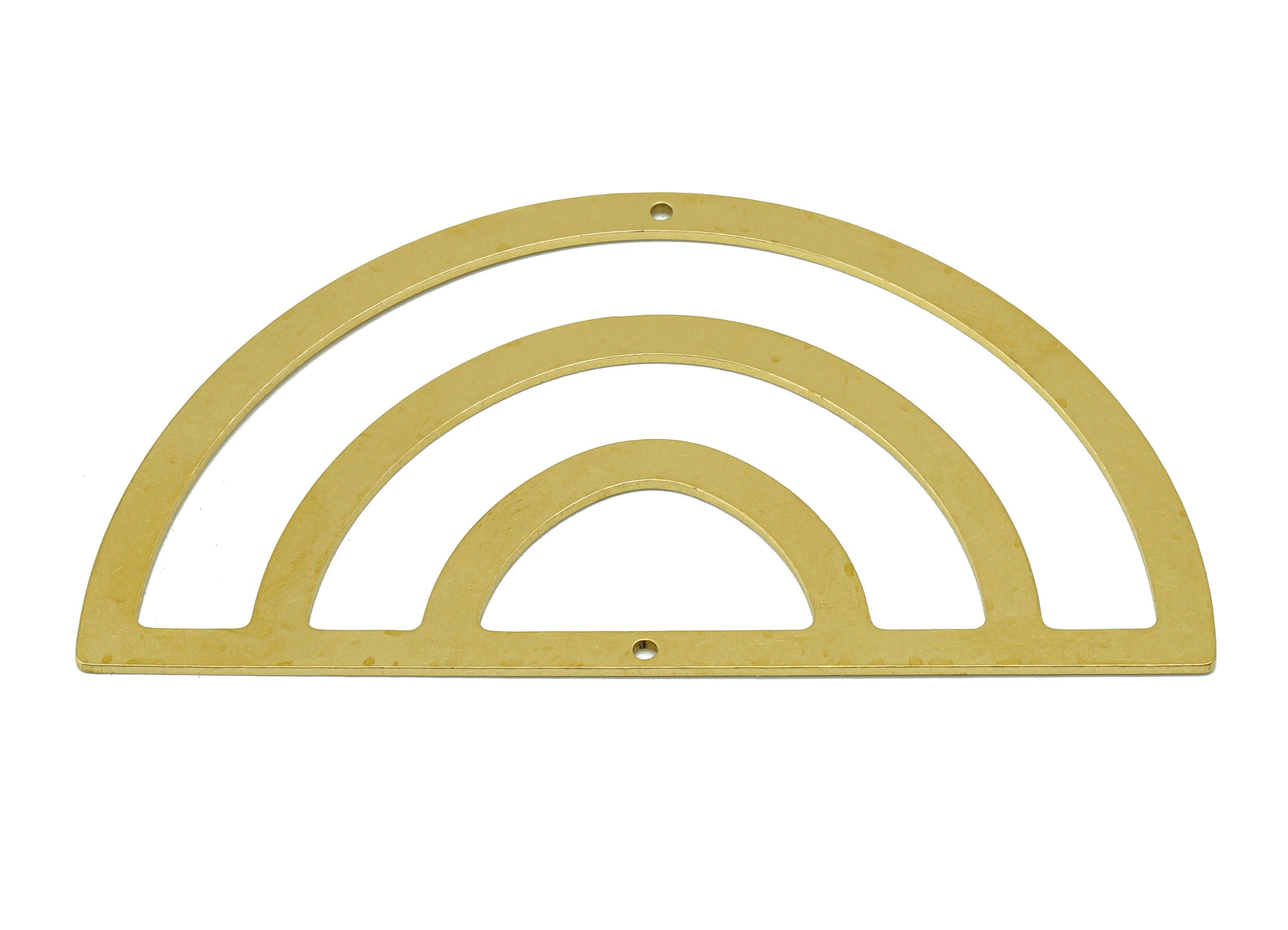 Brass Domed Connector - Raw Brass Huge Rainbow -Brass Domed Connector - Decorative Brass Rainbow -79.88x44.77x0.96mm- PP8601 - DOMEDBAZAAR