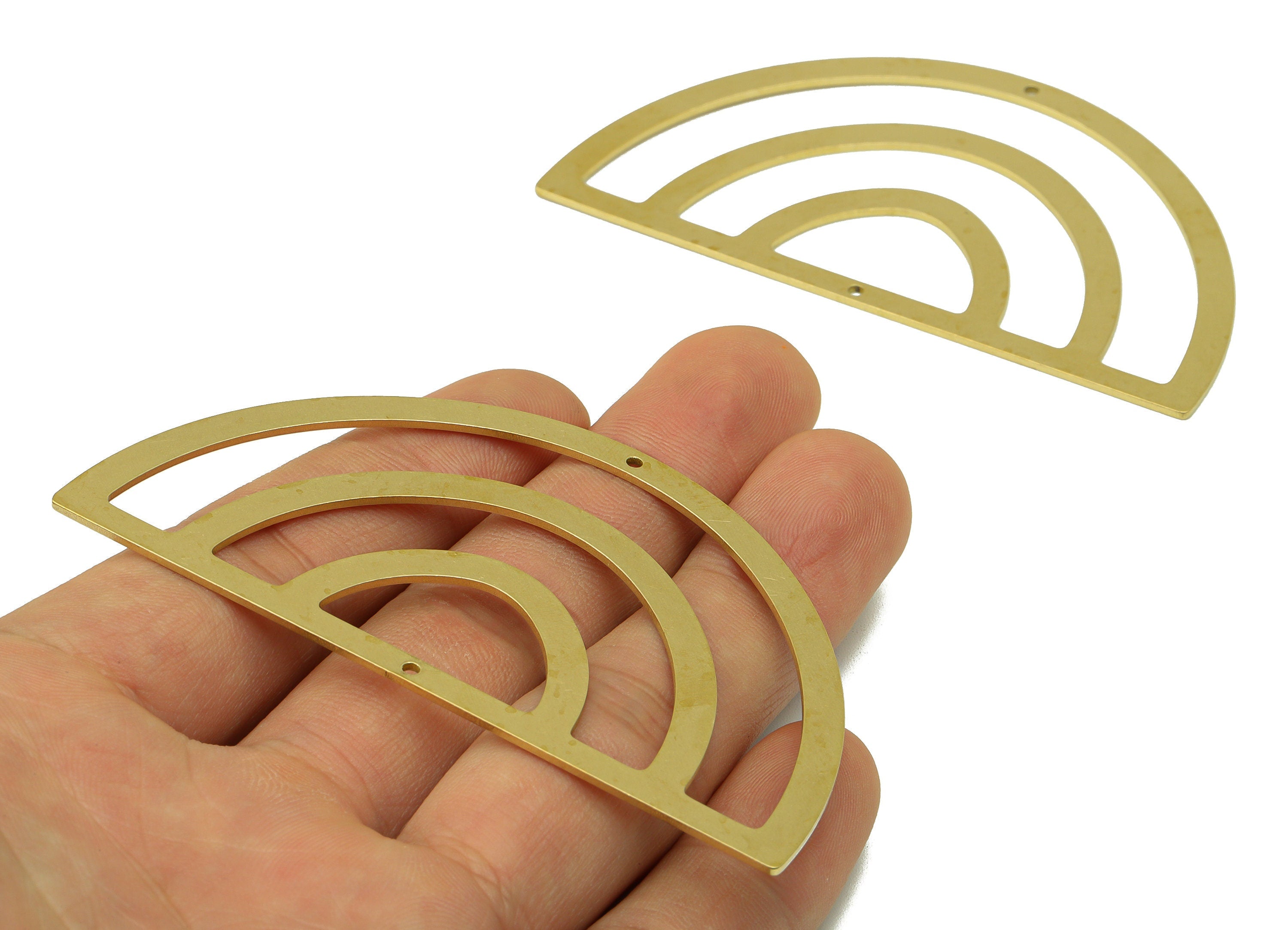 Brass Domed Connector - Raw Brass Huge Rainbow -Brass Domed Connector - Decorative Brass Rainbow -79.88x44.77x0.96mm- PP8601 - DOMEDBAZAAR