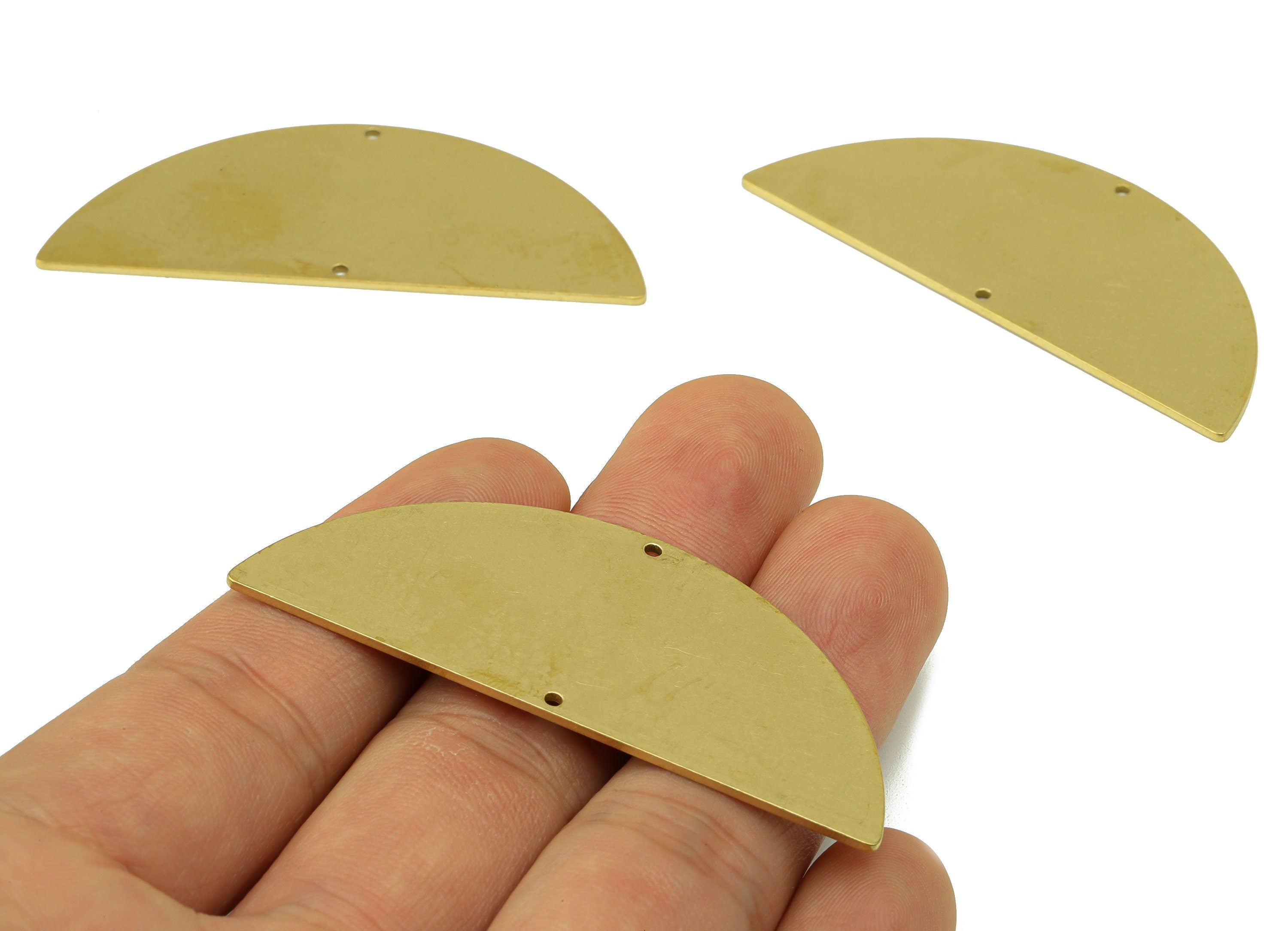 Brass Glossy Half Round Home Decor - Raw Brass Glossy Semicircle Shaped - Decorative Huge Semcircle ConnectorS - 59.78x25.01x0.97mm - PP8602 - DOMEDBAZAAR