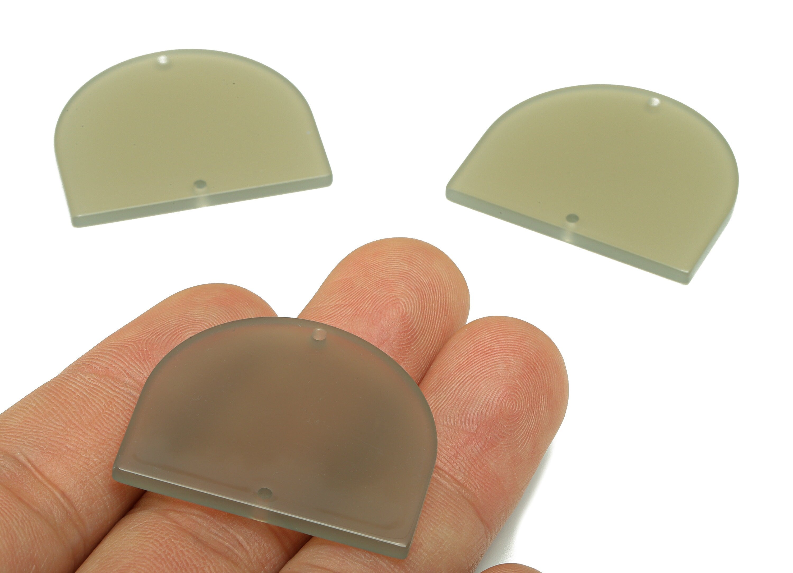 Acrylic Domed Earring Connector - Acrylic Gray Earring Charm - Domed Earring Pendant - Color Code: A627 - 33.43x29.25x2.84mm - AC1634-A627 - DOMEDBAZAAR