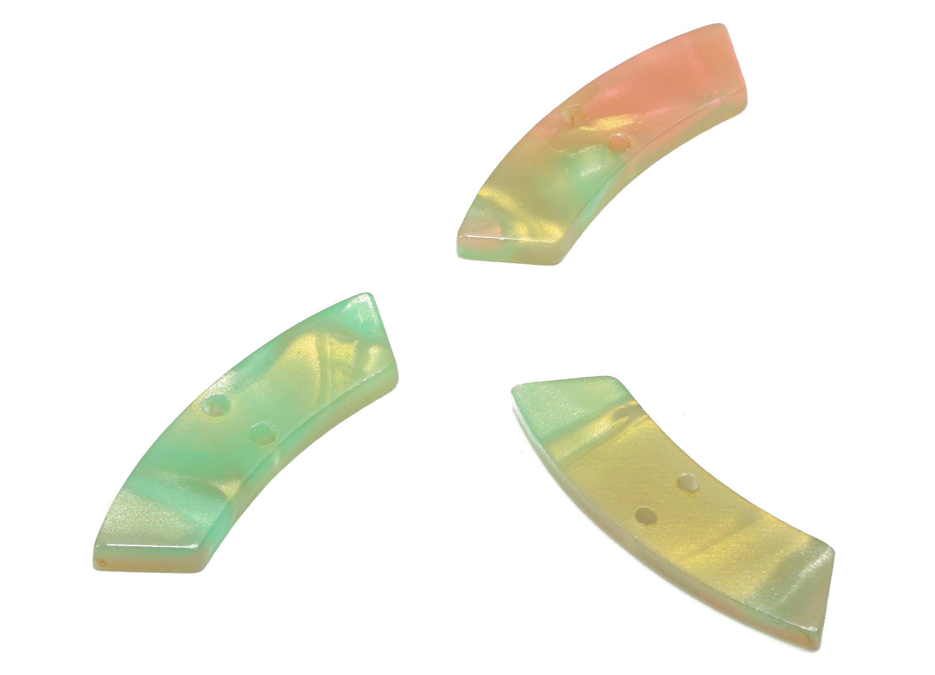 Acetate Earring Charm - Irregular Rainbow Connector - Arc Earring Charm With 2 Hole - Color Code:A783- 30.77x9.85x2.5mm - AC2610-A783 - DOMEDBAZAAR