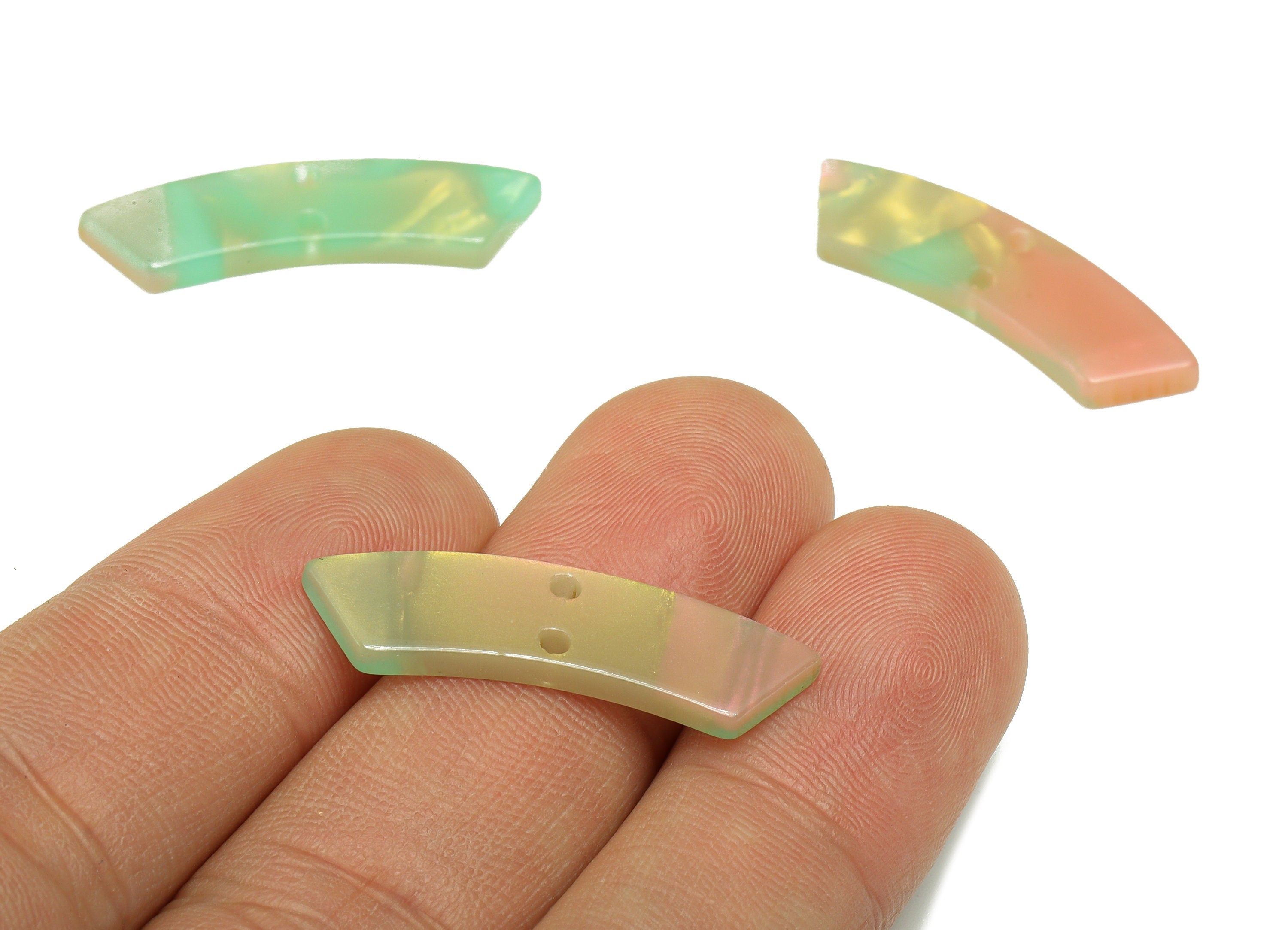 Acetate Earring Charm - Irregular Rainbow Connector - Arc Earring Charm With 2 Hole - Color Code:A783- 30.77x9.85x2.5mm - AC2610-A783 - DOMEDBAZAAR