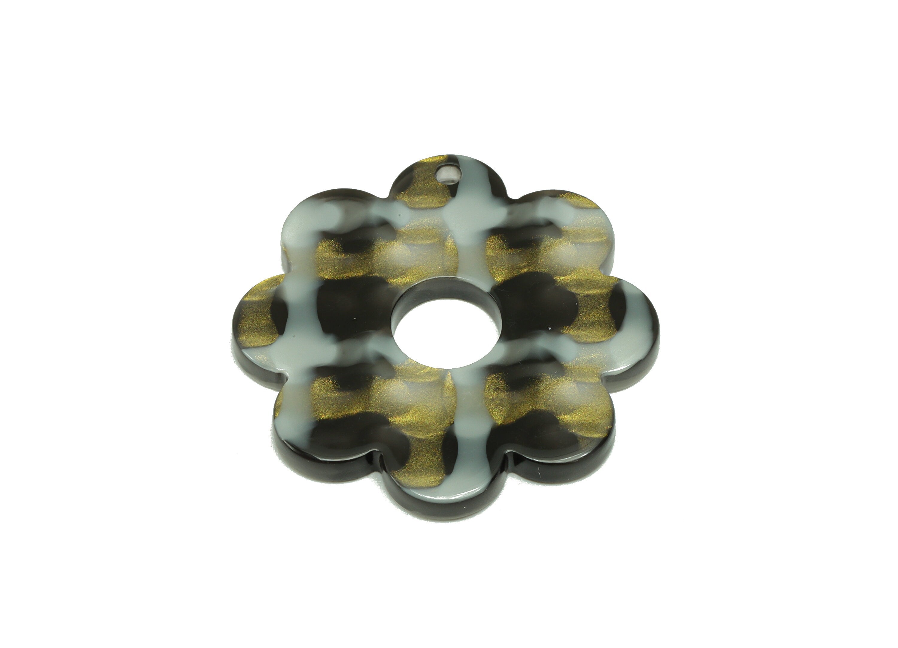 Acetate Flower Earring Charms - 1 hole - Flower Pendant Findings - Jewelry Making Supplies - Color Code: A910 - 30.1x30x2.5mm - AC2375-A910 - DOMEDBAZAAR