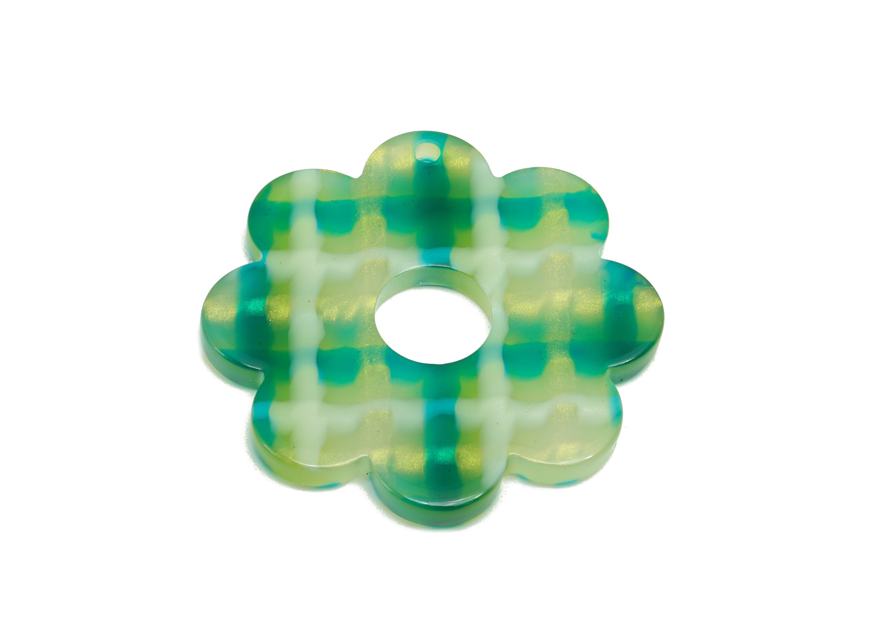 Acetate Flower Earring Charms - 1 hole Flower Pendant Findings - Jewelry Making Supplies - Color Code: A909 - 30.1x30x2.5mm - AC2375-A909 - DOMEDBAZAAR