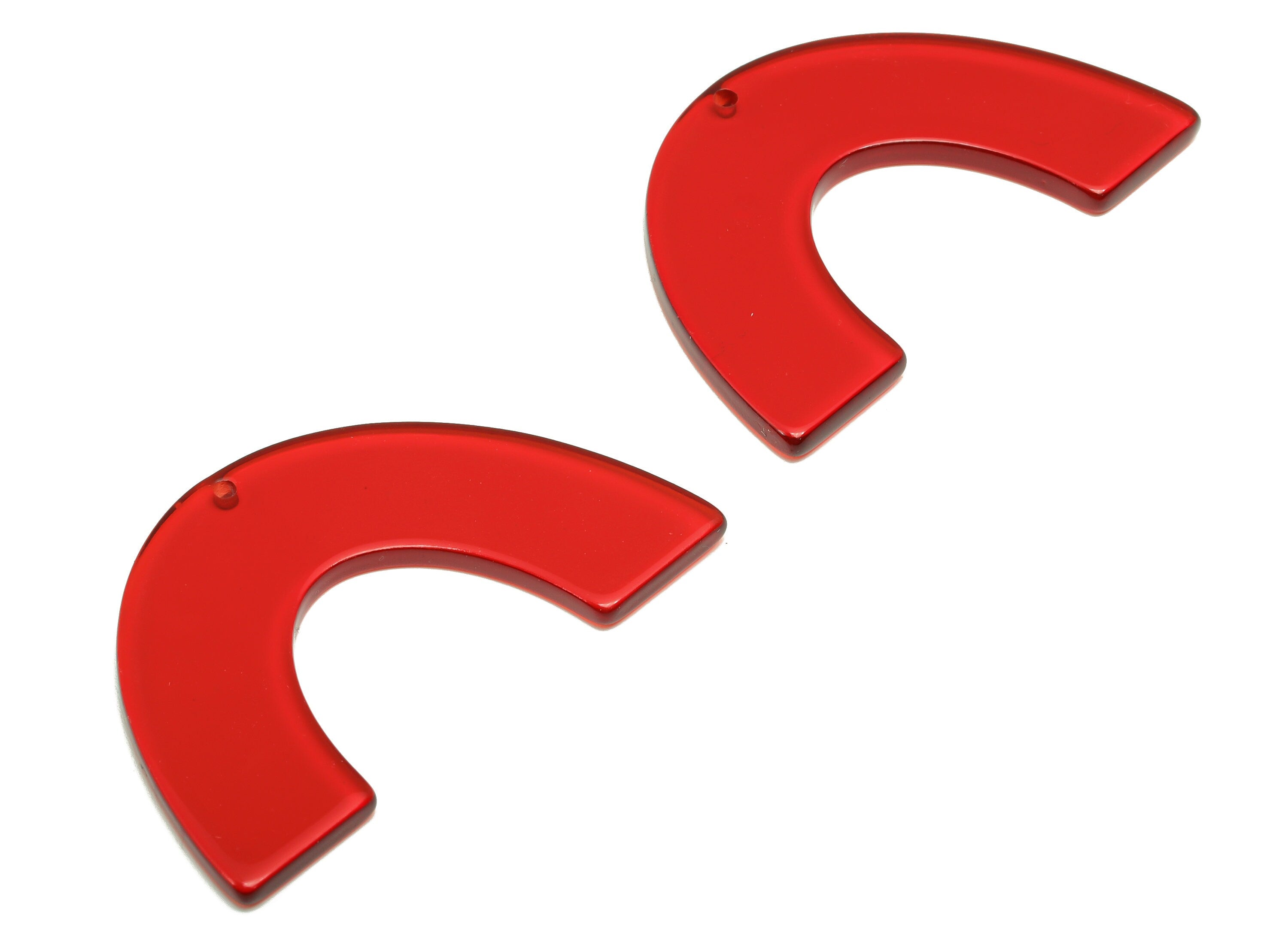 Acrylic Large Rainbow Earring Charm - Acrylic U Pendant - Transparent Red - Jewelers Supplies - 49.75x31.3x2.88mm - AC1095U - DOMEDBAZAAR