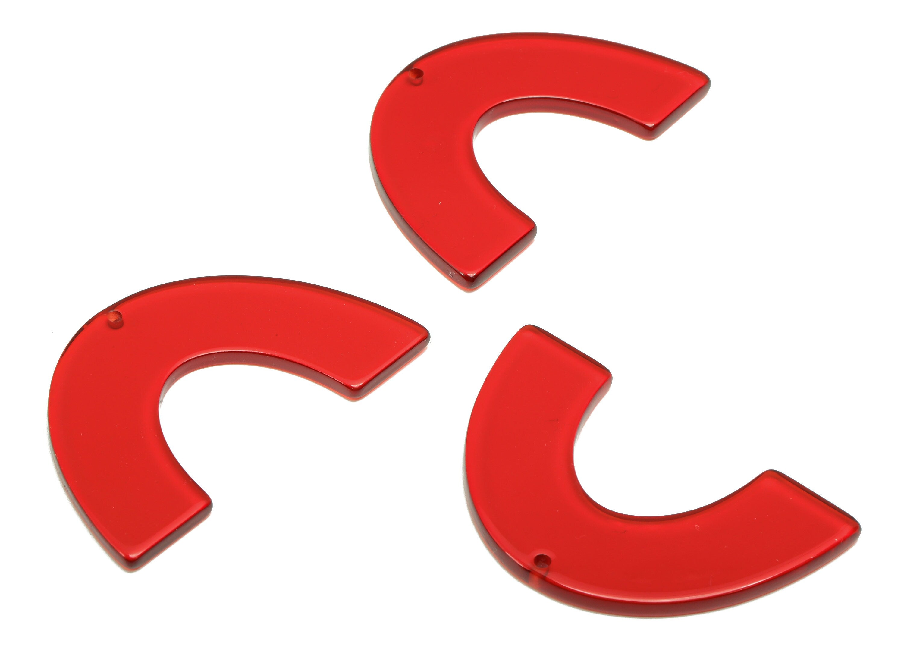 Acrylic Large Rainbow Earring Charm - Acrylic U Pendant - Transparent Red - Jewelers Supplies - 49.75x31.3x2.88mm - AC1095U - DOMEDBAZAAR