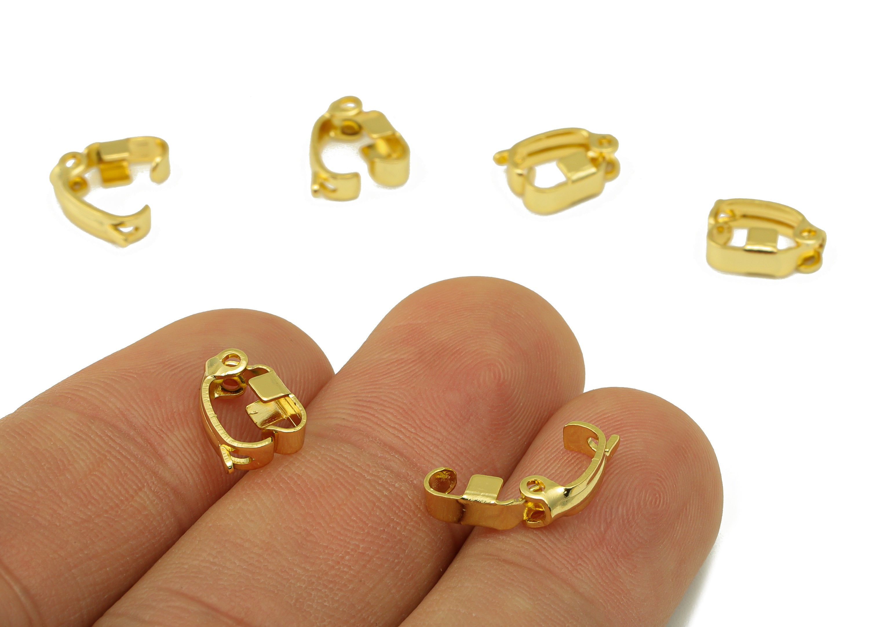 Brass Hoop Clasp - Mini Gold Clasp - Brass Semi Hoop Clasp - for Necklace -for Bracelet - 18K Real Gold Plating - 17.93x6.7x3.84mm - RGP6691 - DOMEDBAZAAR