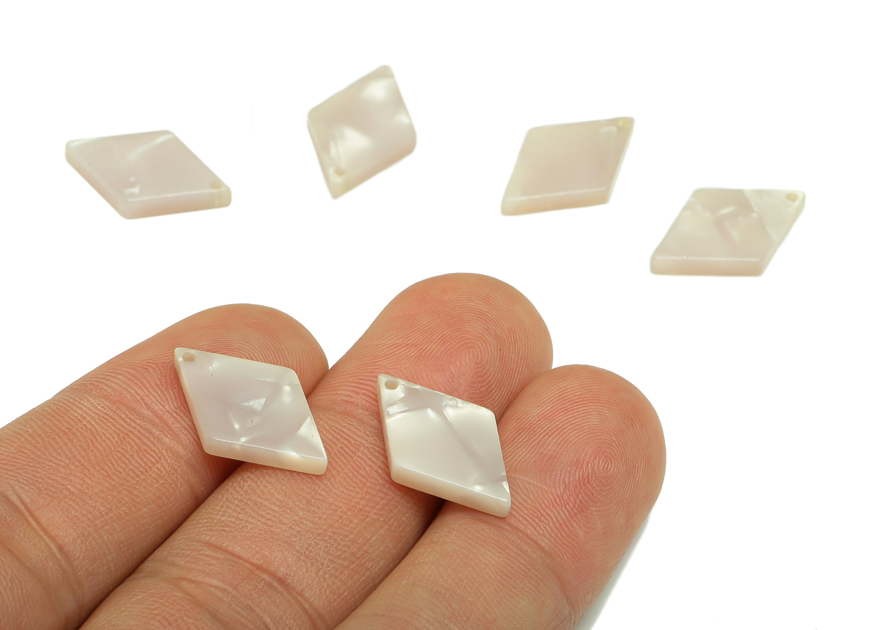 Acetic Acid Rhombus Charm - Acetic Rhombus Earrings and Pendant - Ivory Color - Color Code:A901 - 19.04x 11.93 x 2.71mm- AC1539-A901 - DOMEDBAZAAR