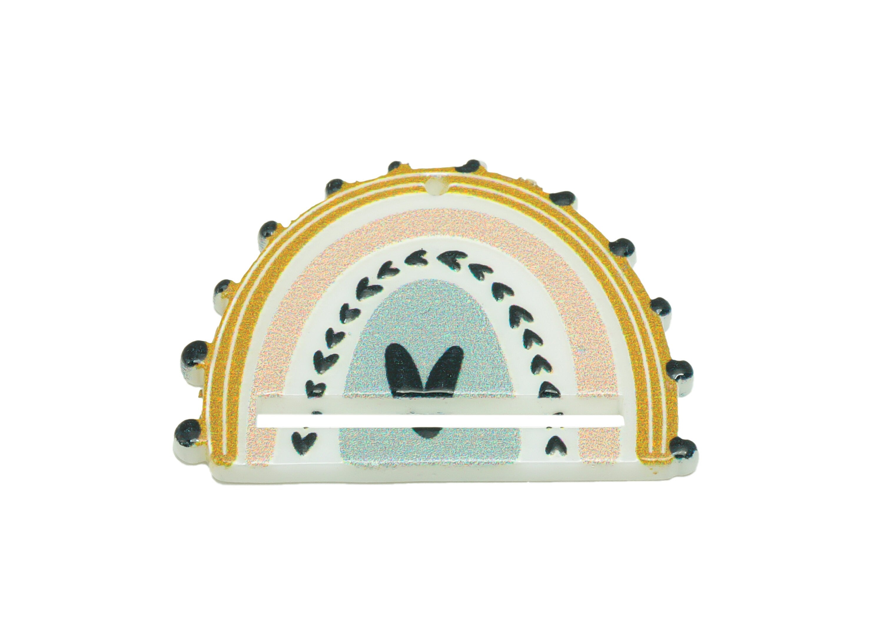 Domed Macrame Acrylic Charm - Acrylic Rainbow Scottish Earring Charm - Scoth Plaid - Jewelry Making Supplies - 28x 37.63 x 2.46mm - AC2589A - DOMEDBAZAAR