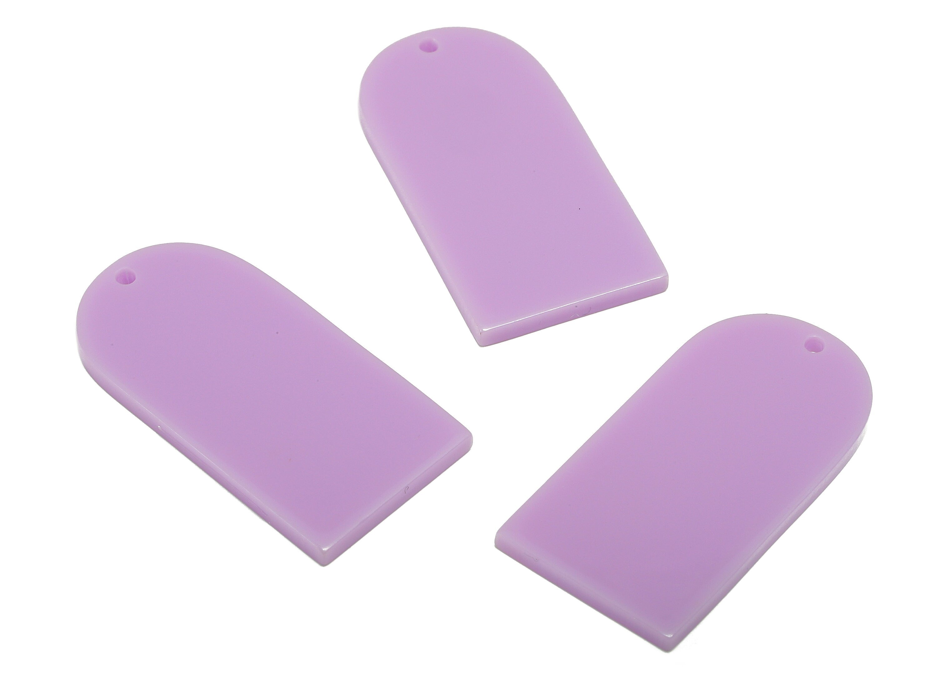 Acrylic Long D Earrings Charm - Acrylic Domed Purple Pendant Charms - Color Code: A675 -37.78 x 19.31 x 2mm- AC2524-A675 - DOMEDBAZAAR