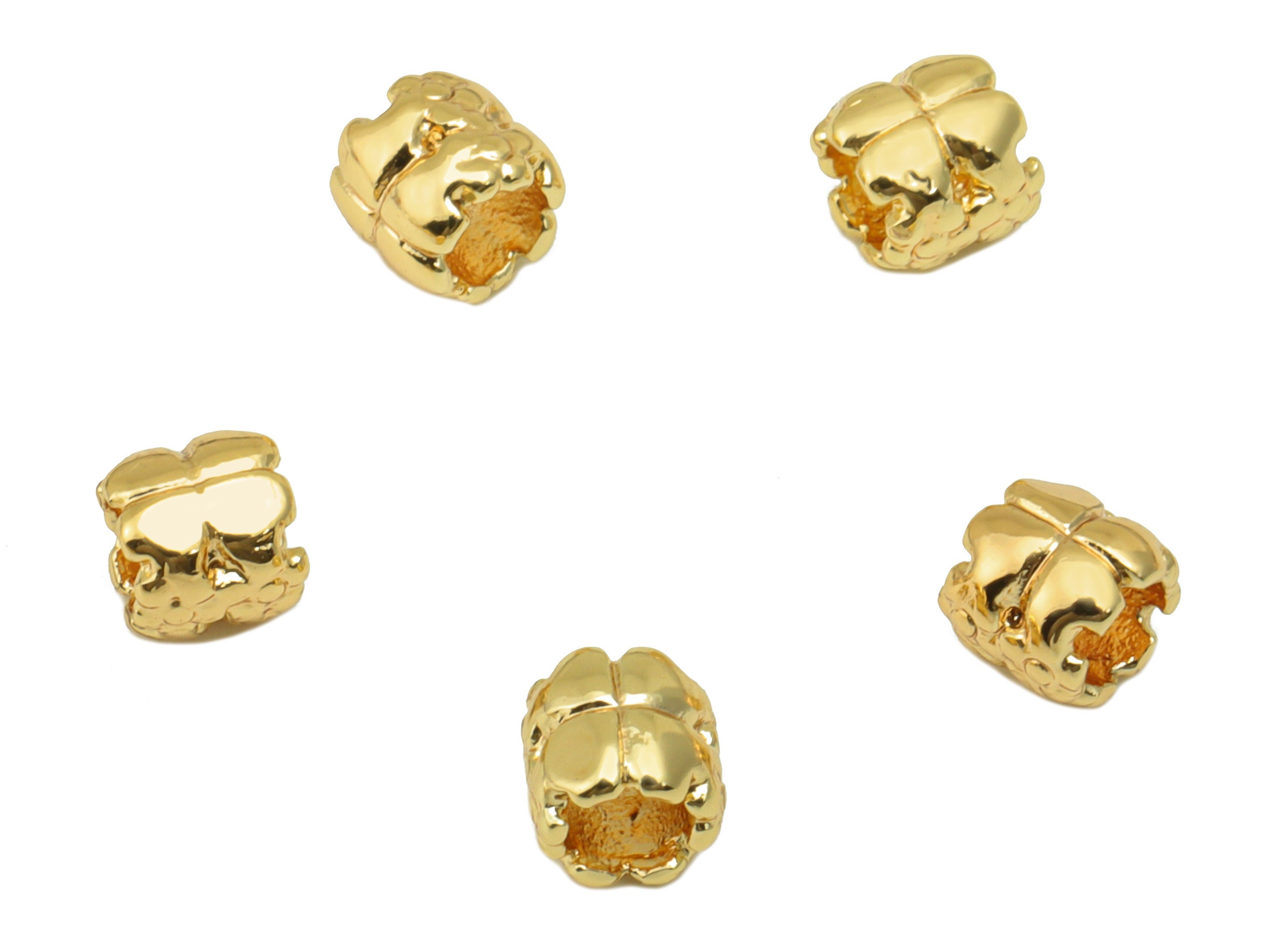 Brass Spacer Beads - Brass Textured Beads -For Bracelet -For Necklace - 18K Real Gold Plating Brass - 4.56 x 4.75 x 0.94mm - RGP6500 - DOMEDBAZAAR
