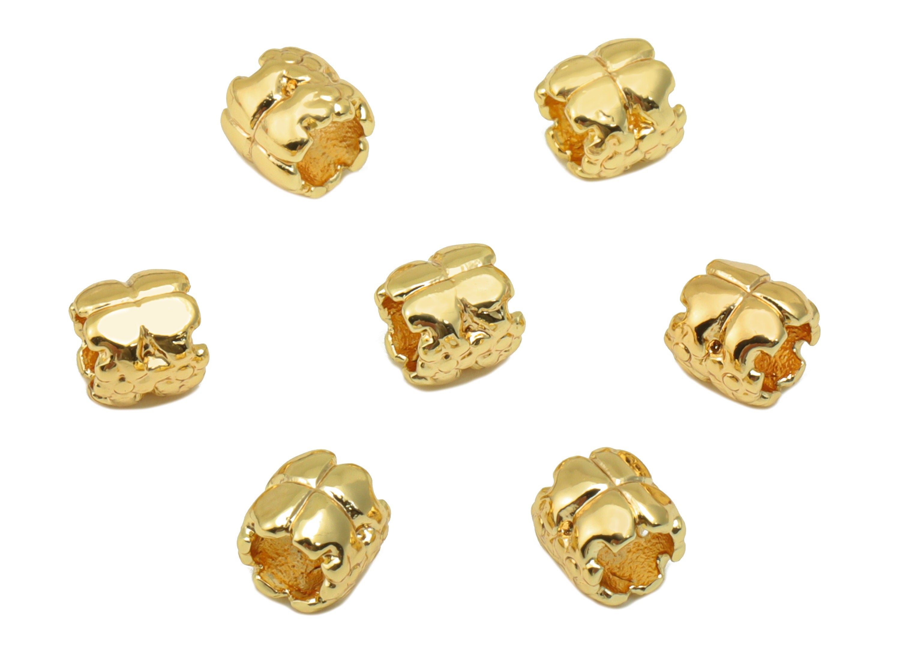 Brass Spacer Beads - Brass Textured Beads -For Bracelet -For Necklace - 18K Real Gold Plating Brass - 4.56 x 4.75 x 0.94mm - RGP6500 - DOMEDBAZAAR