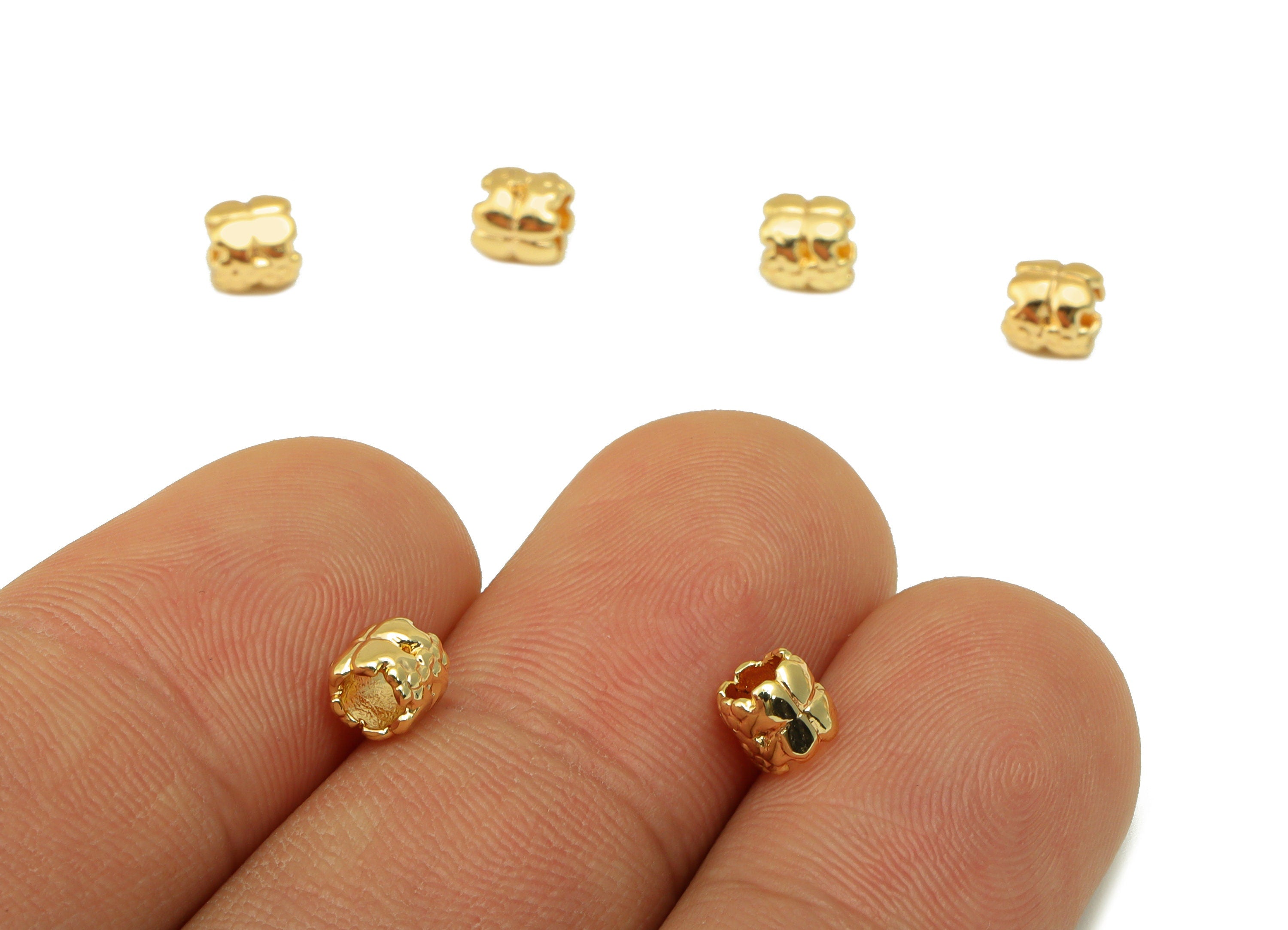 Brass Spacer Beads - Brass Textured Beads -For Bracelet -For Necklace - 18K Real Gold Plating Brass - 4.56 x 4.75 x 0.94mm - RGP6500 - DOMEDBAZAAR