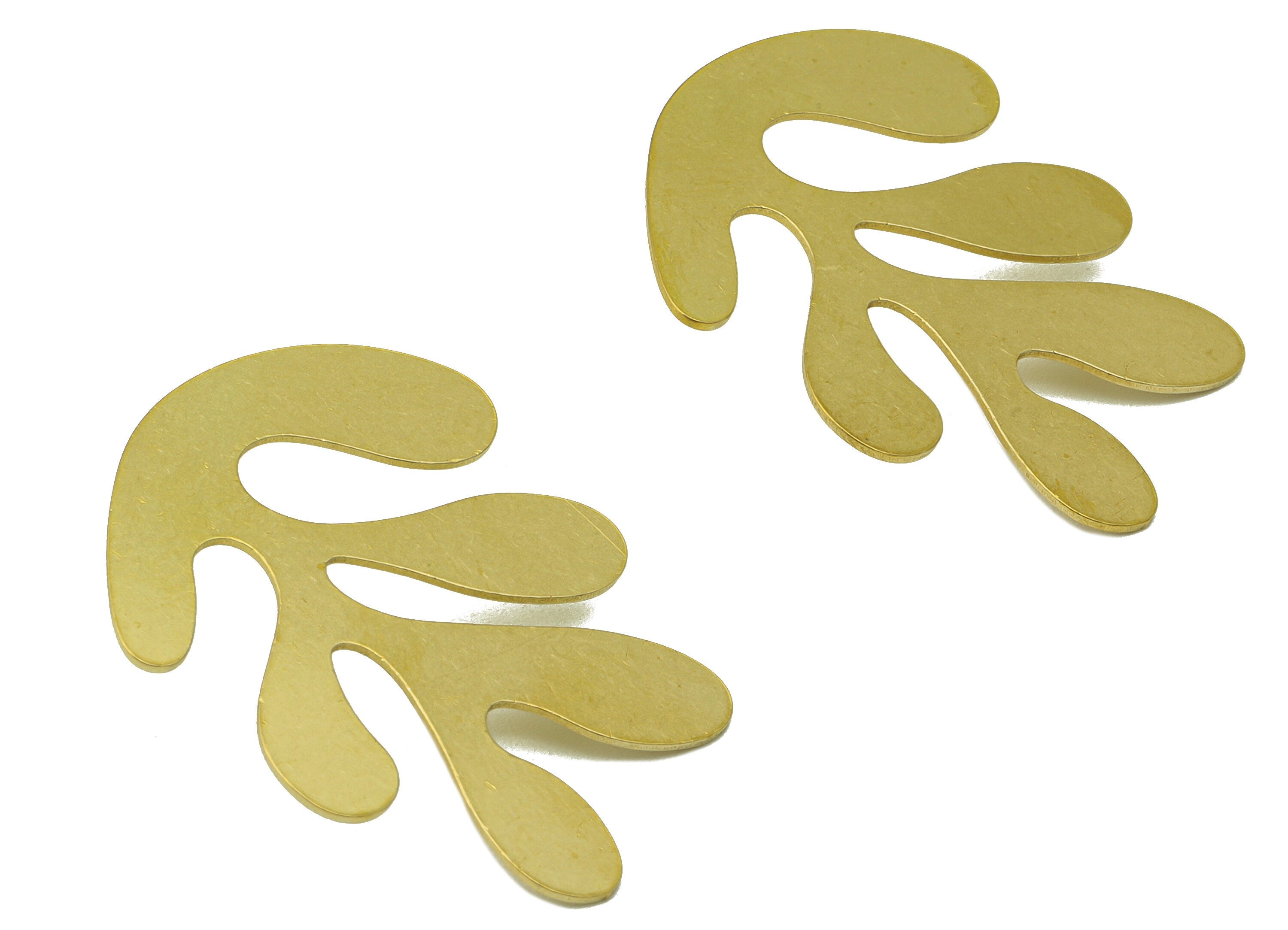 Brass Leaf Earring Stud - Raw Brass Botanical Earring Post -Brass Botanical Earring Stud -Earring Post- 37.84x28.79x0.7mm - PP8608 - DOMEDBAZAAR