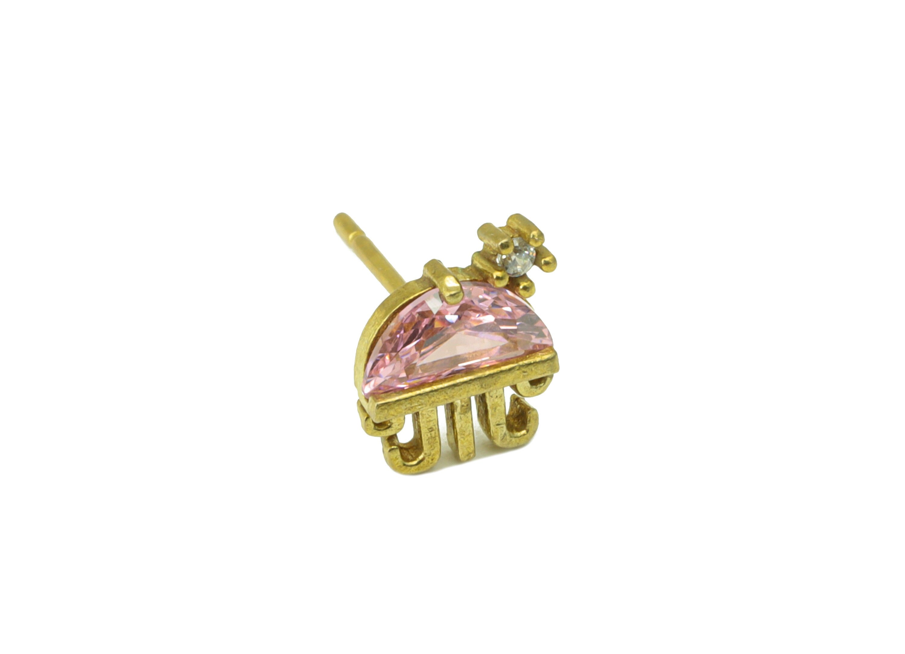 Brass Jellyfish Earring Stud - Pink Jellyfish Earring Post - Marine Earring Post - Cubic Zirconia -Earring Post - 8.33x7.14x 2.57mm - PP8579 - DOMEDBAZAAR