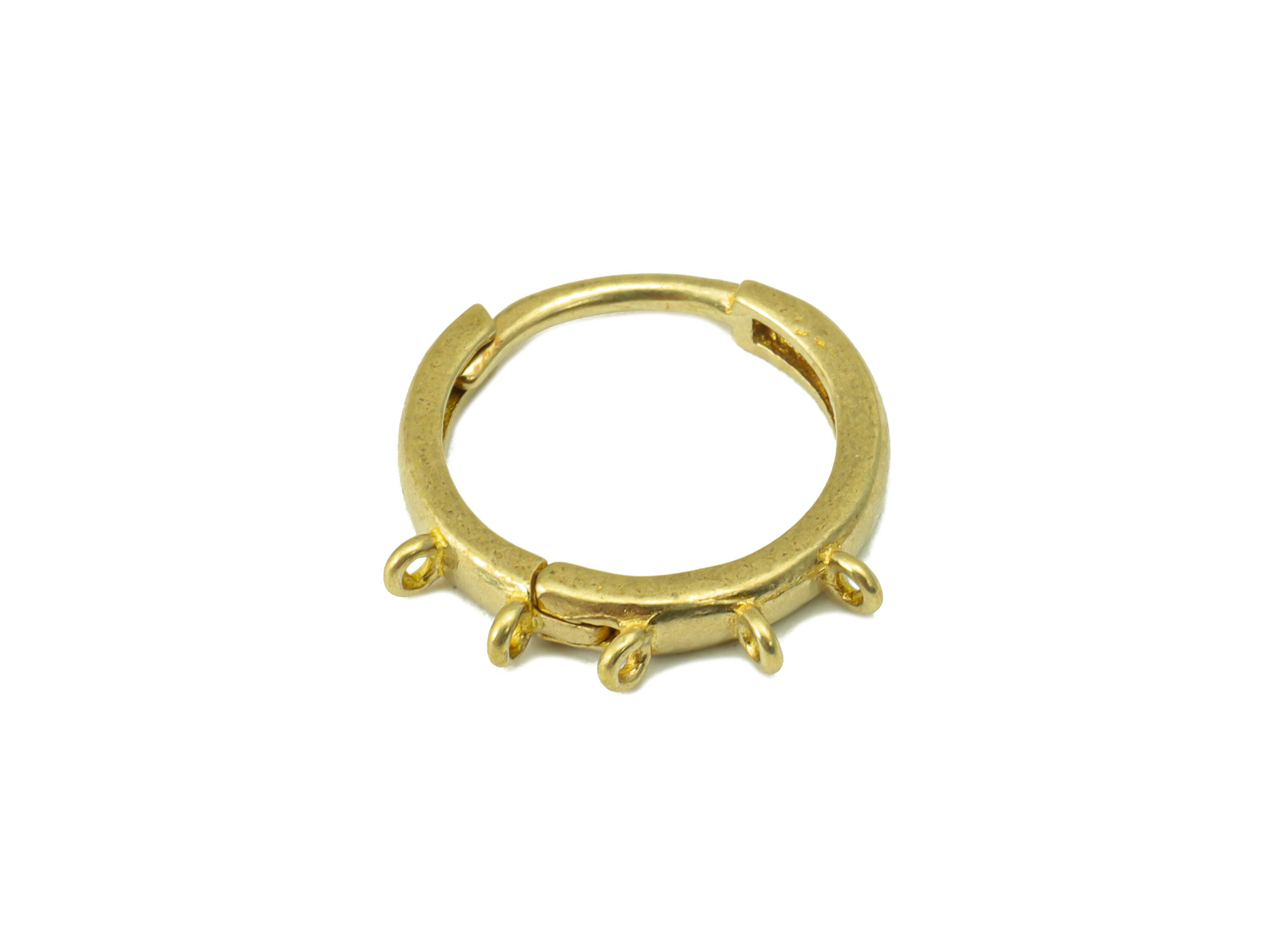 Brass Round Clasp - Raw Brass Hoop Clasp -Brass Huggie Hoop Clasp with 5 Loop -Connector Clasp - 15.84x14.95x2.39mm - PP4687 - DOMEDBAZAAR