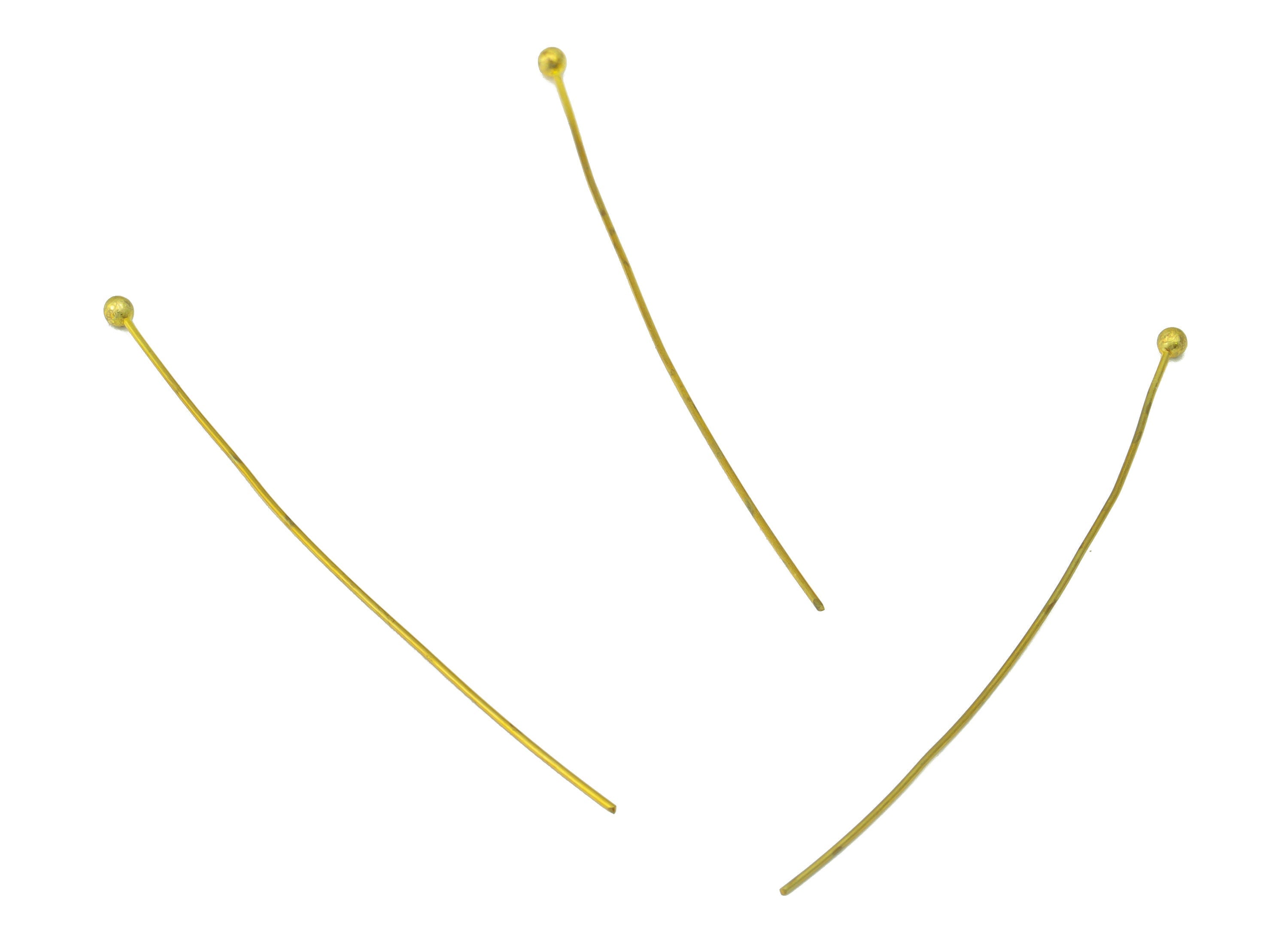 Brass Needle Ball Head Pin - Raw Brass Nail - Brass Slender Ball - Brass Spikes Wires Post- Raw Brass Pins - 51.33x1x1mm- PP8552-50 - DOMEDBAZAAR