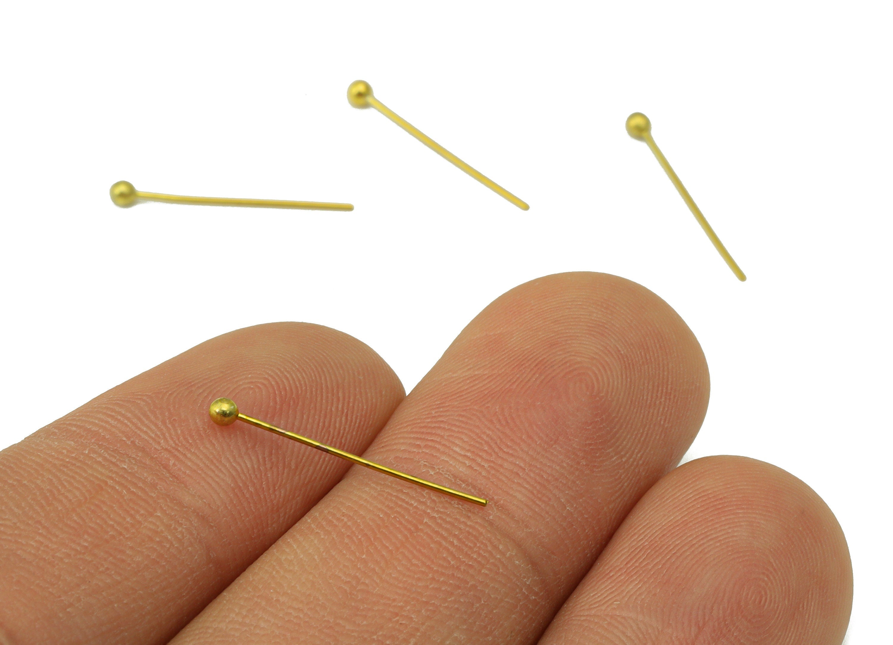 Brass Needle Ball Head Pin - Raw Brass Nail - Brass Slender Ball - Brass Spikes Wires Post- Raw Brass Pins - 18x0.4x0.4mm - PP8552-18 - DOMEDBAZAAR
