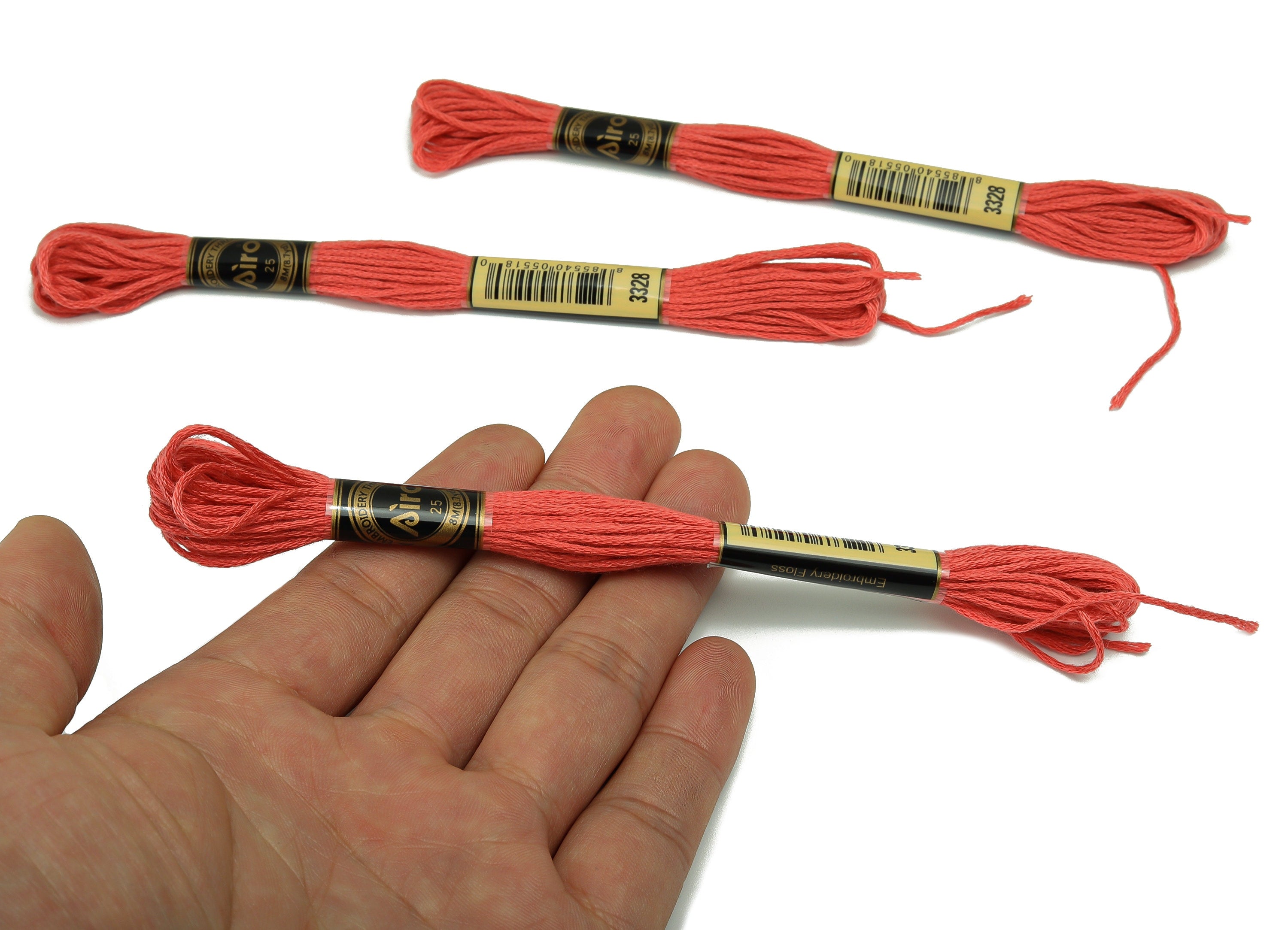 Embroidery Floss - 12 Skeins of 8 meters - Embroidery Thread - Cross Stitch Floss - Embroidery Accessories - HM1055-3328 - DOMEDBAZAAR