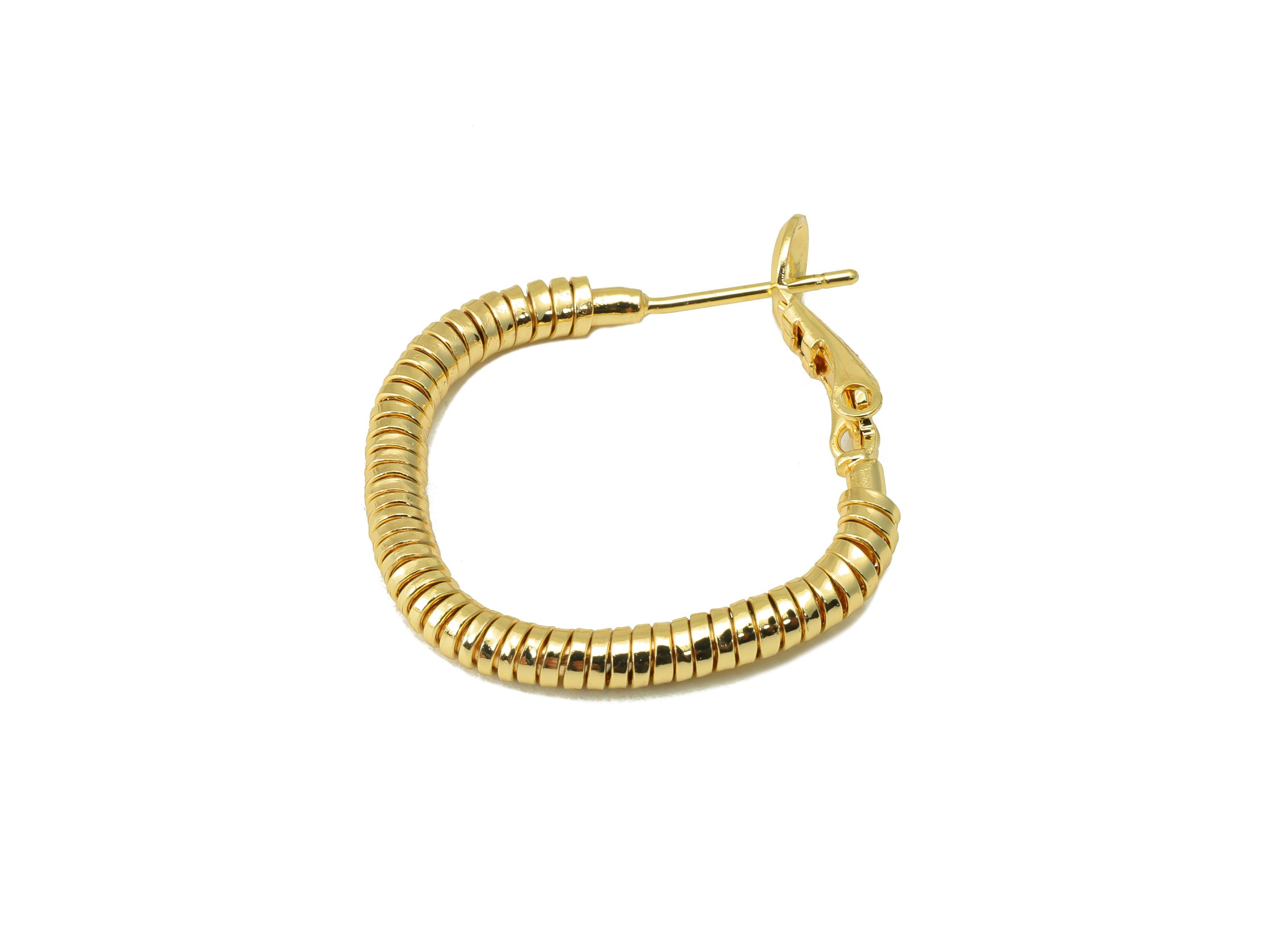 Brass Oval Square Earring Stud - Brass Textured Square Earring Post - Snake Chain Earring Hoop - 18k real gold-plated -30x27x3mm- RGP6592-25 - DOMEDBAZAAR