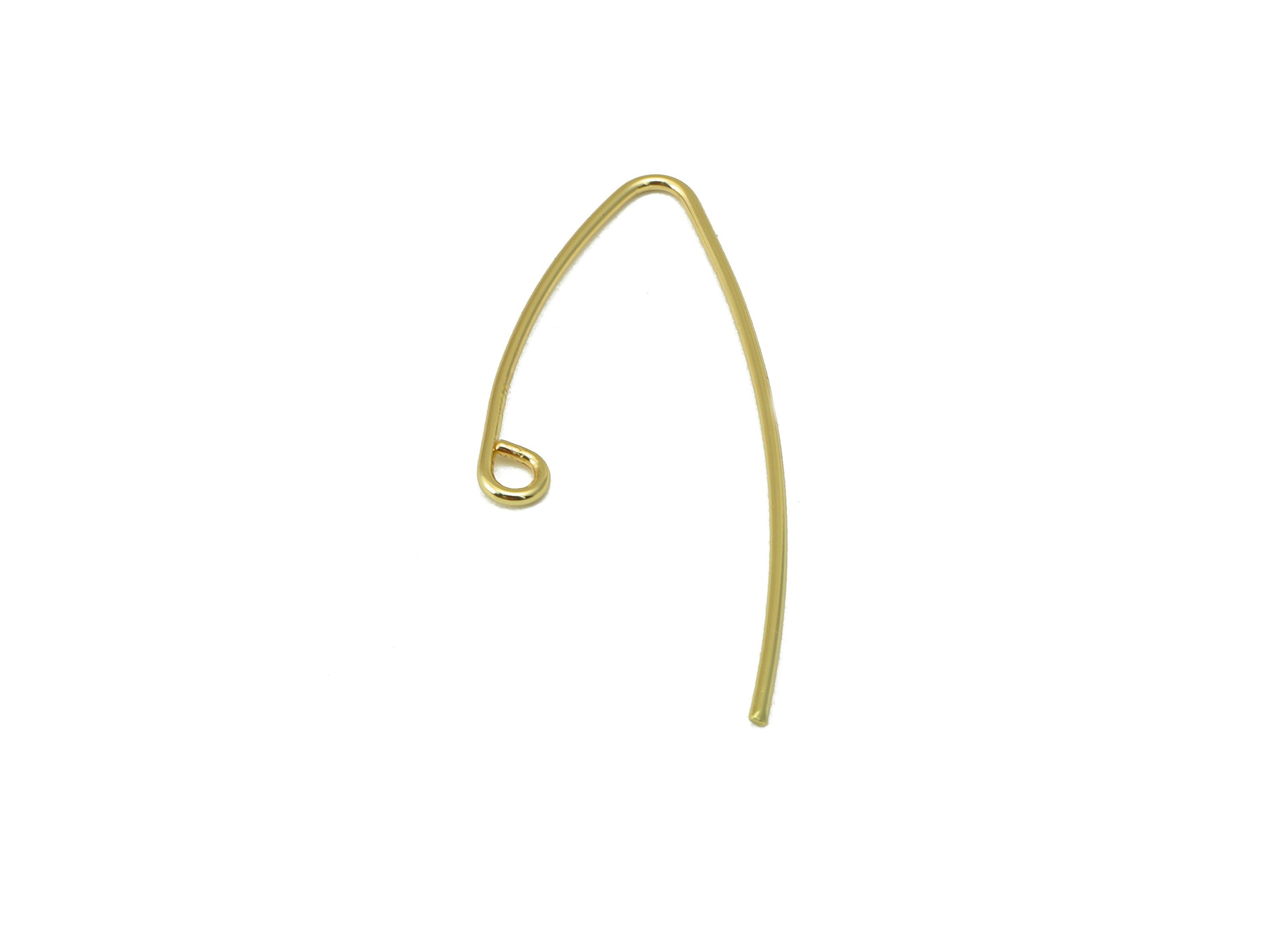 Brass V Earring Wire - Brass V Ear Wire with Loop - Earring Findings - Jewelry Making Supplies - 18k Real gold-plated -31x14x1mm- RGP6626 - DOMEDBAZAAR