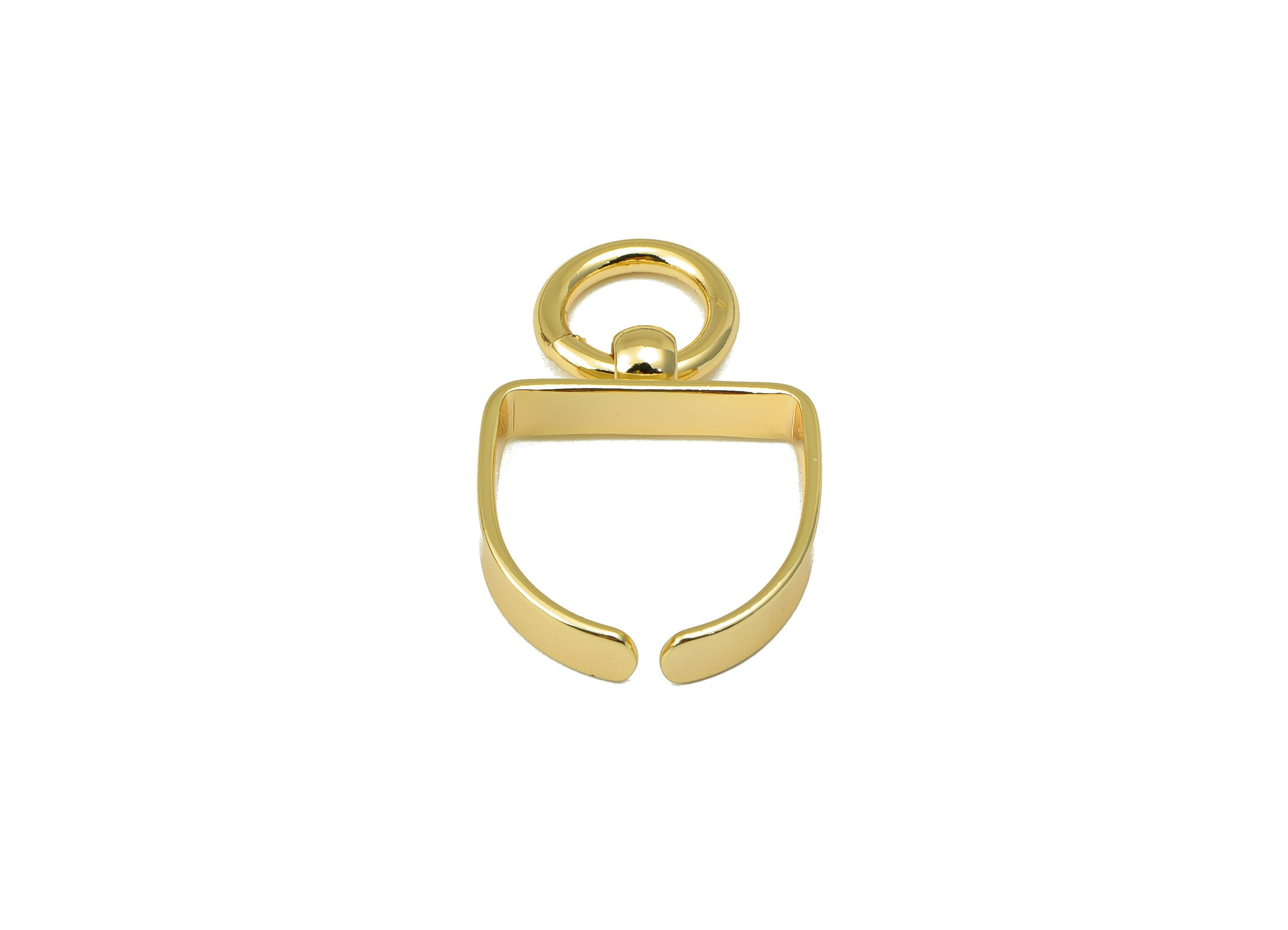 Brass Domed Ring- Brass Open Domed Ring with Loop - Brass Ball Domed Ring - Domed Charm - 18k Real Gold plated -31.42x19.4x1.99mm-RGP6596 - DOMEDBAZAAR