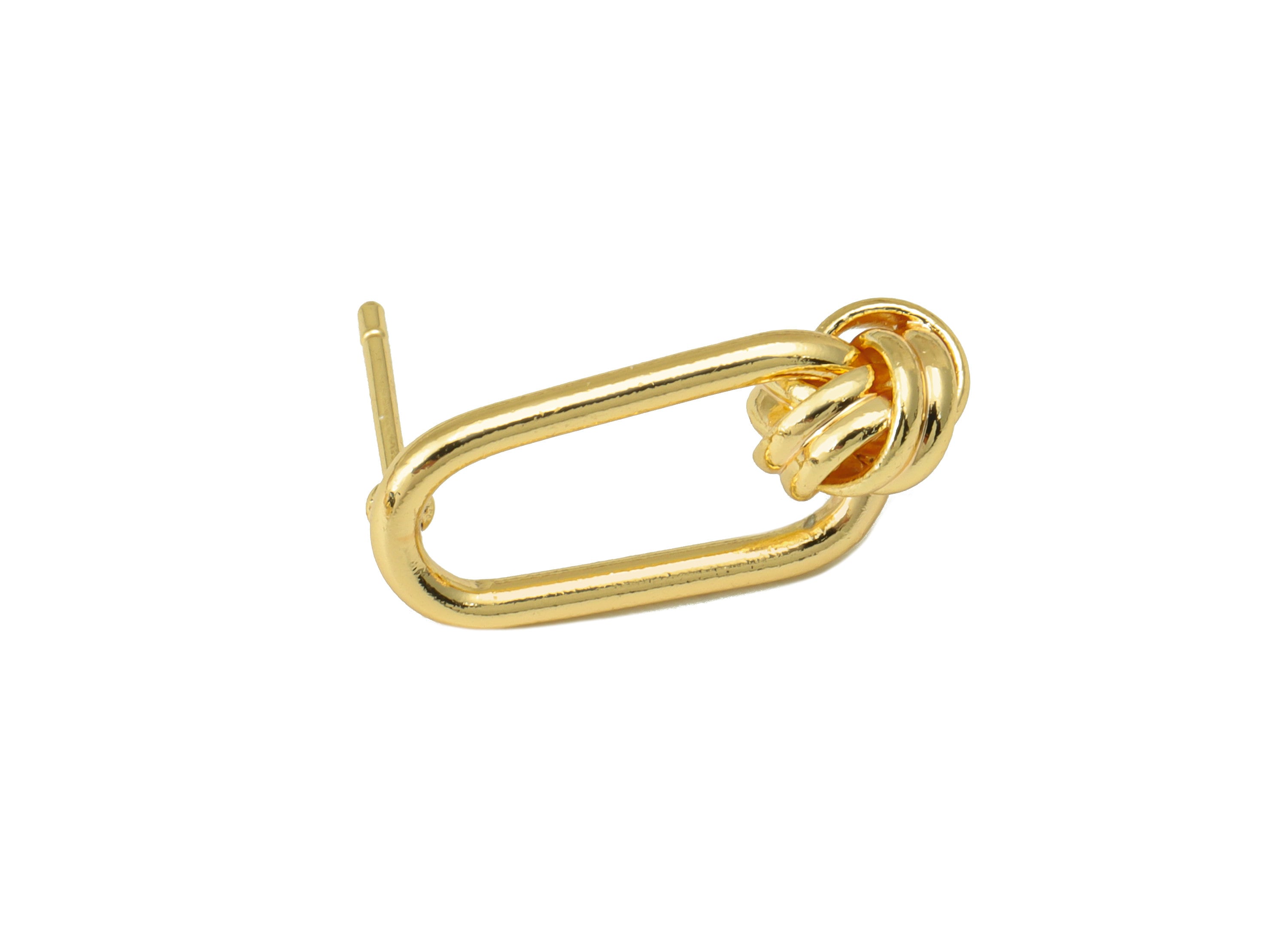 Brass Ellipse Hoop Earring Stud - Infinity Earring Post - Knot Bead Earring Post - Knot Bead- 18k Real Gold plated - 16.9x7.88x1.5mm-RGP6660 - DOMEDBAZAAR