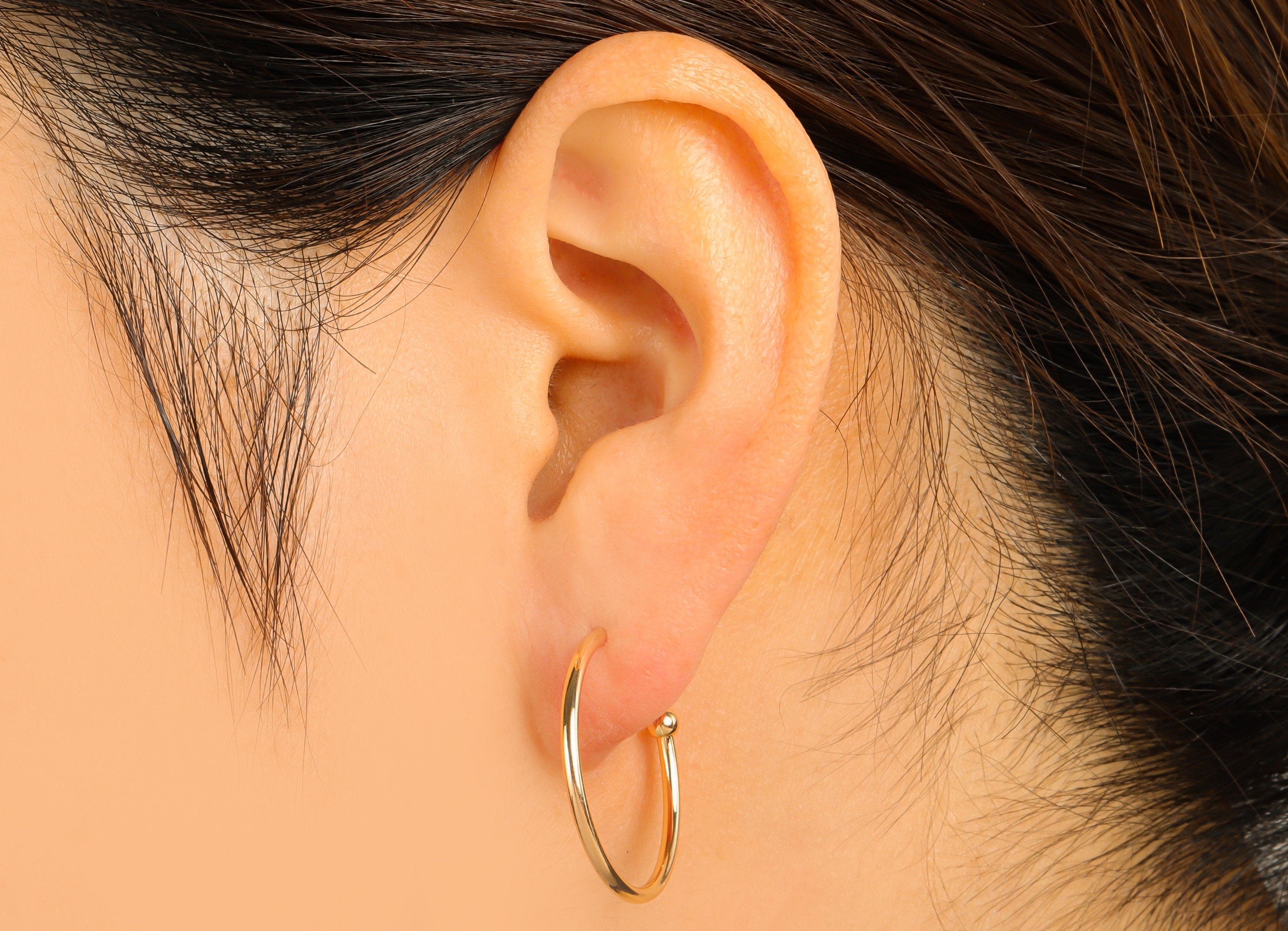 Brass Open Circle Earrings Studs - Brass Ring Earring Post - Open Hoop Earring Wire - 18K Real Gold Plated -28.9x25.03x 1.56mm- RGP6341 - DOMEDBAZAAR