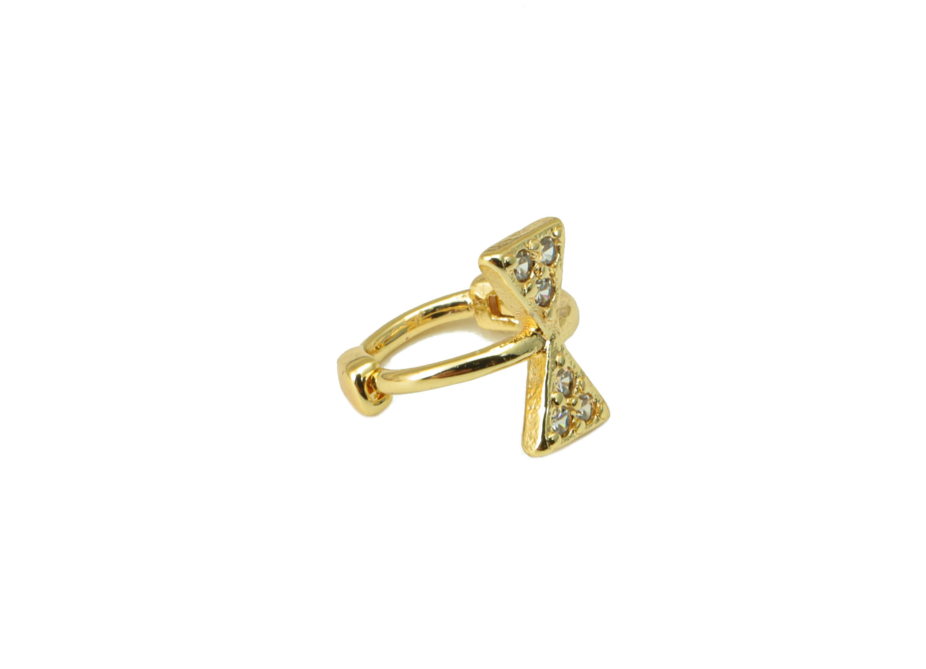 Brass Butterfly Hoop Clasp - Butterfly Bow Hoop Clasp - Ring Cubic Zirconia Clasp - Bowtie Earring -18K Real Gold Plated - 8x8x1mm- RGP6612 - DOMEDBAZAAR