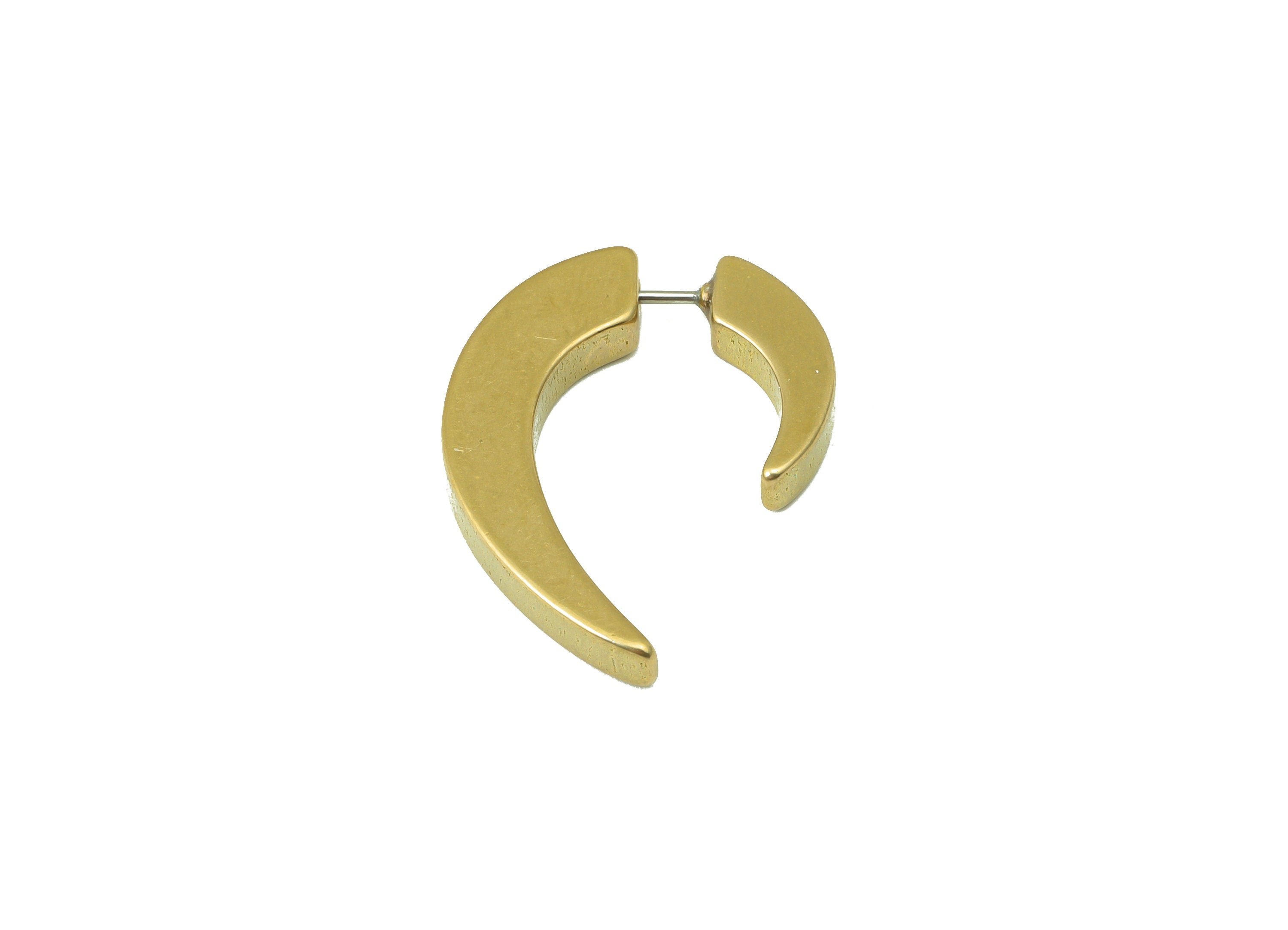 Brass Half Heart Earring Stud - Brass Earring Post - Brass Swivel Earring Post - Earring Post - Brass Earring Post - 27x15.19x3.24mm- PP8540 - DOMEDBAZAAR