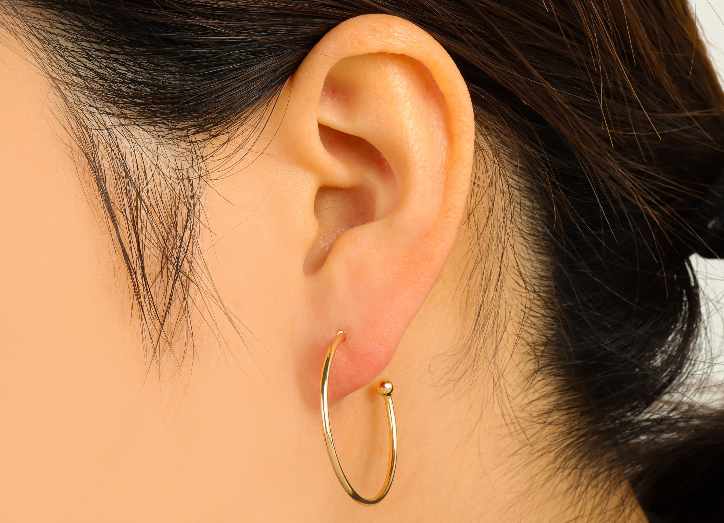 Brass Open Circle Earrings Stud - Brass Ring Earring Post - Open Hoop Earring Wire - 18K Real Gold Plated - 32.41x29.2x1.38mm- RGP6342 - DOMEDBAZAAR