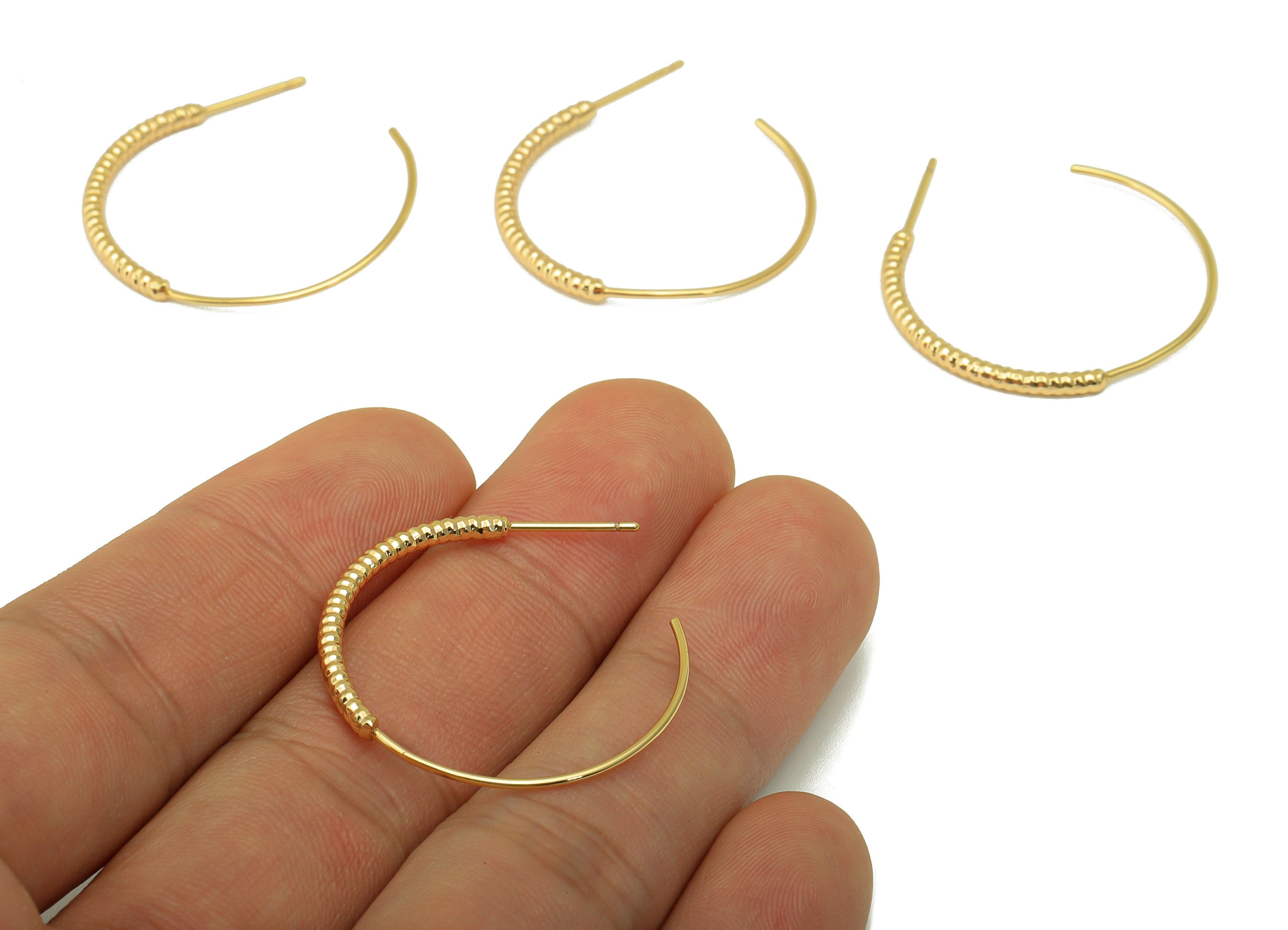 Brass Open Circle Earrings Stud - Brass Chain Earring Post - Open Hoop Earring Post - 18K Real Gold Plated - 29.9x32.66x1.98mm- RGP6207 - DOMEDBAZAAR