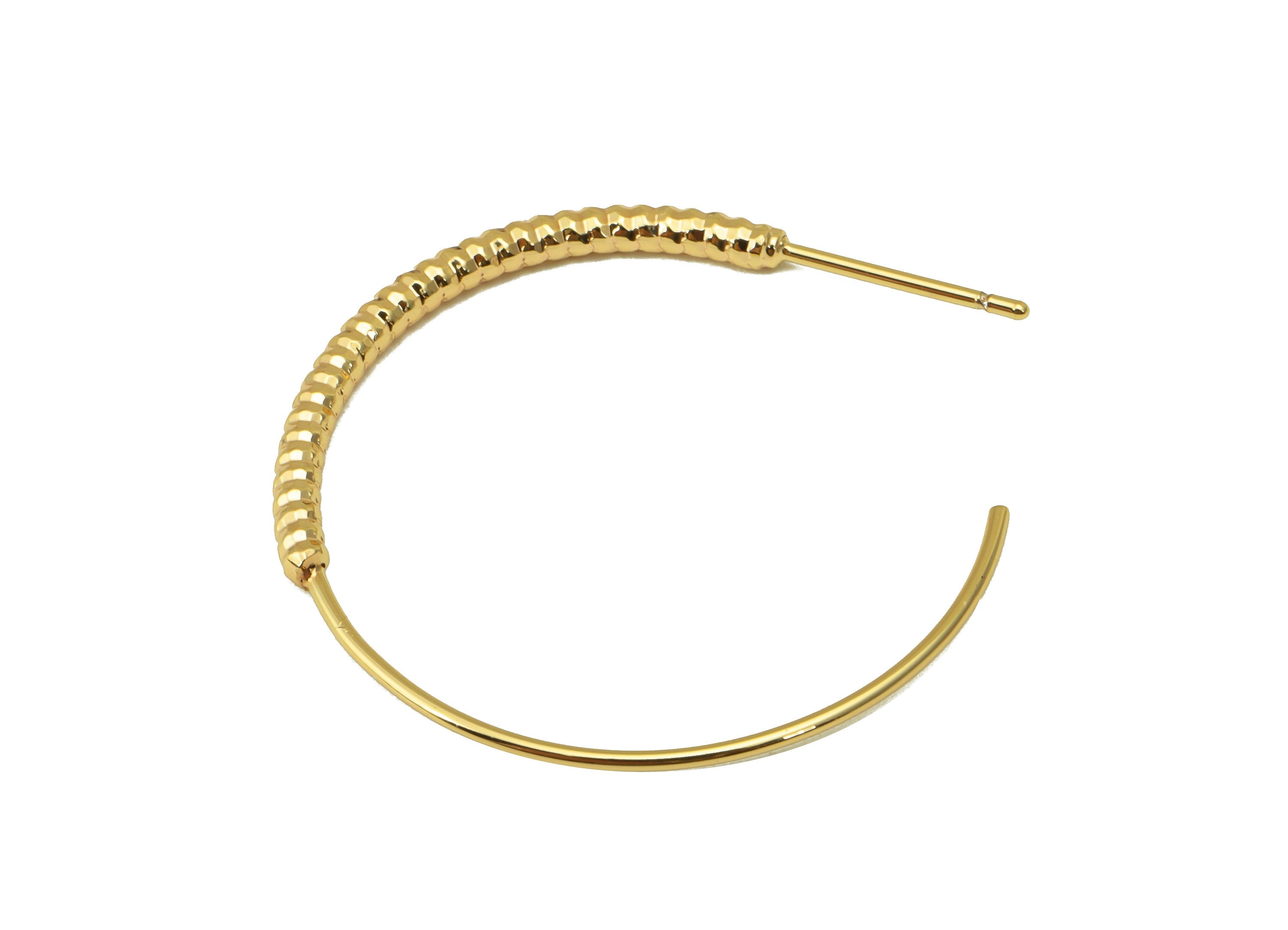 Brass Open Circle Earrings Stud - Brass Chain Earring Post - Open Hoop Earring Post - 18K Real Gold Plated - 29.9x32.66x1.98mm- RGP6207 - DOMEDBAZAAR