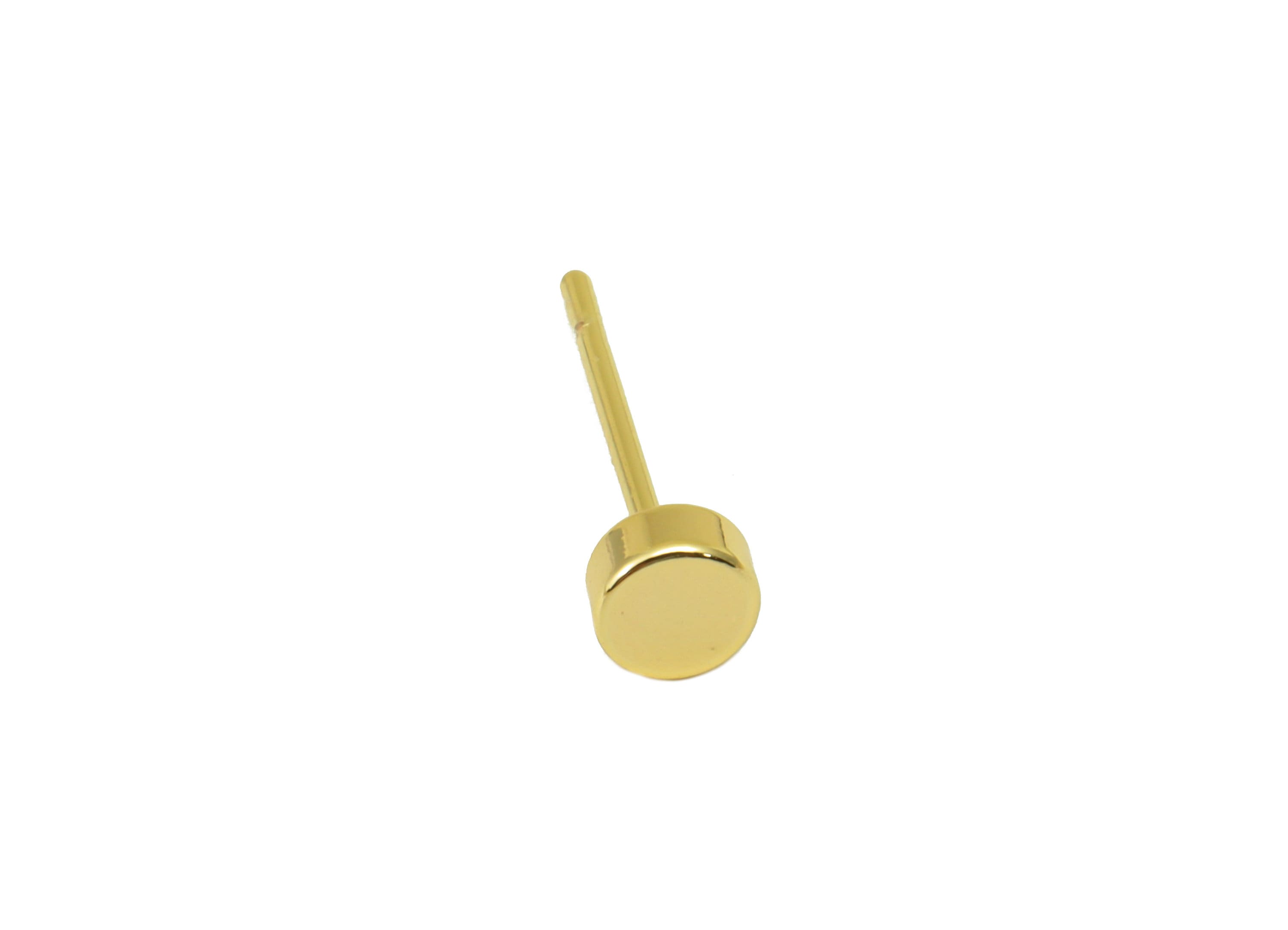 Brass Round Earring Stud - Brass Circle Earring Post - Mini Round Earring Post - Earring Post - 18K Real Gold Plated - 4x4x1.88mm- RGP6240 - DOMEDBAZAAR