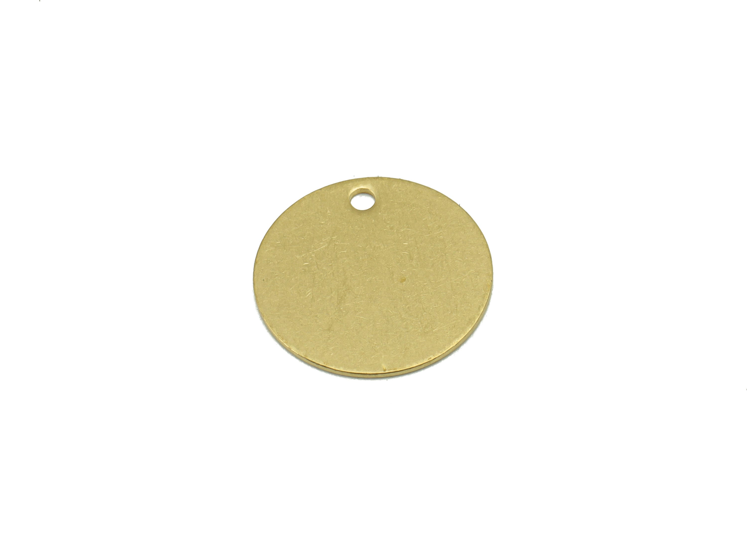Brass Round Charm - Raw Brass Circle Pendant - Stamping Blank Earring Charm - For Necklace -For Bracelet -14.04x14 x 0.5mm- PP8593 - DOMEDBAZAAR