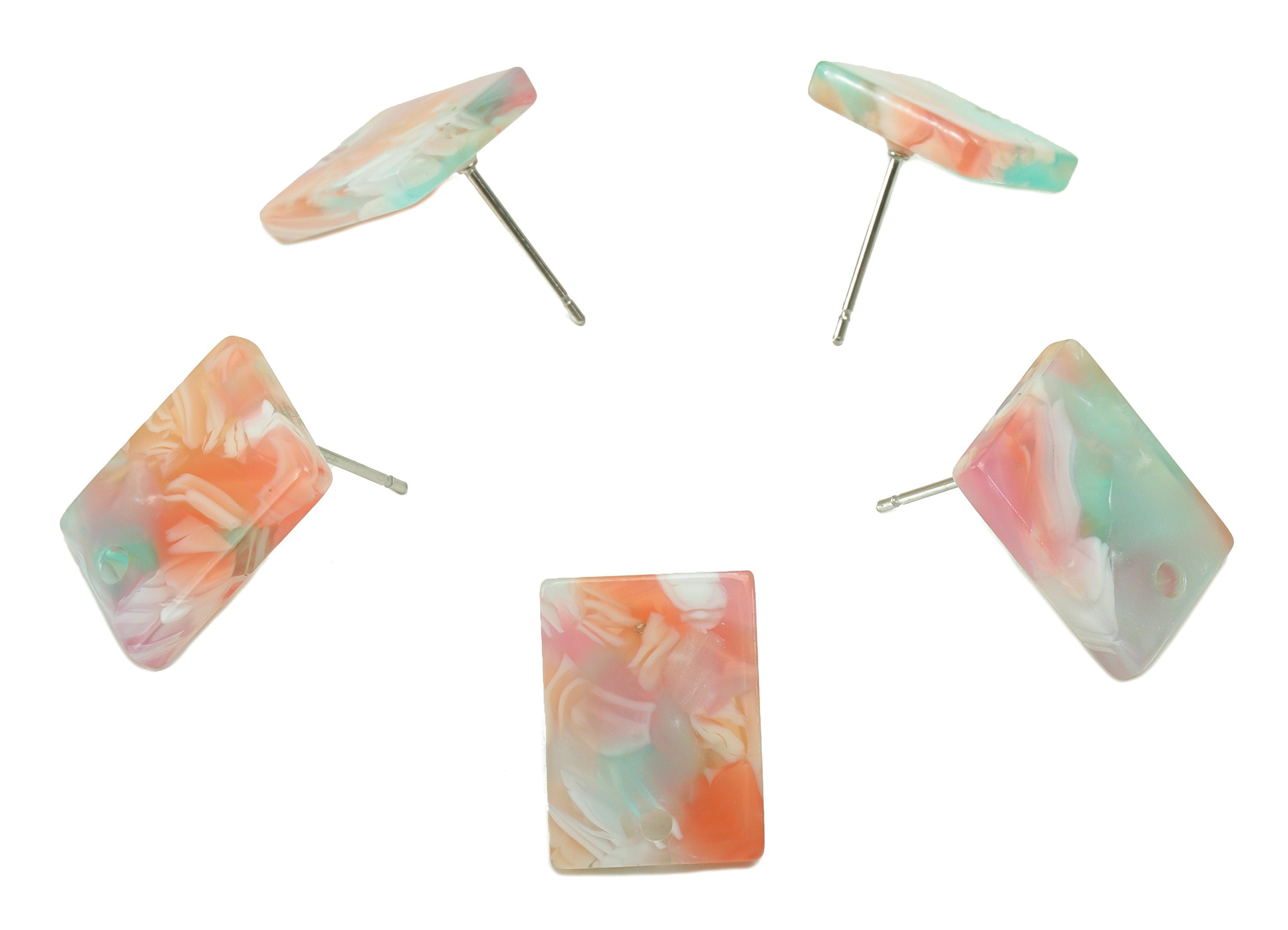 Acrylic Rectangle Earring Stud - Acrylic Summer Earring Post - Surgical Stud - Jewelry Supplies - Color Code: A913- 15x12x3mm - AC1663-A913 - DOMEDBAZAAR