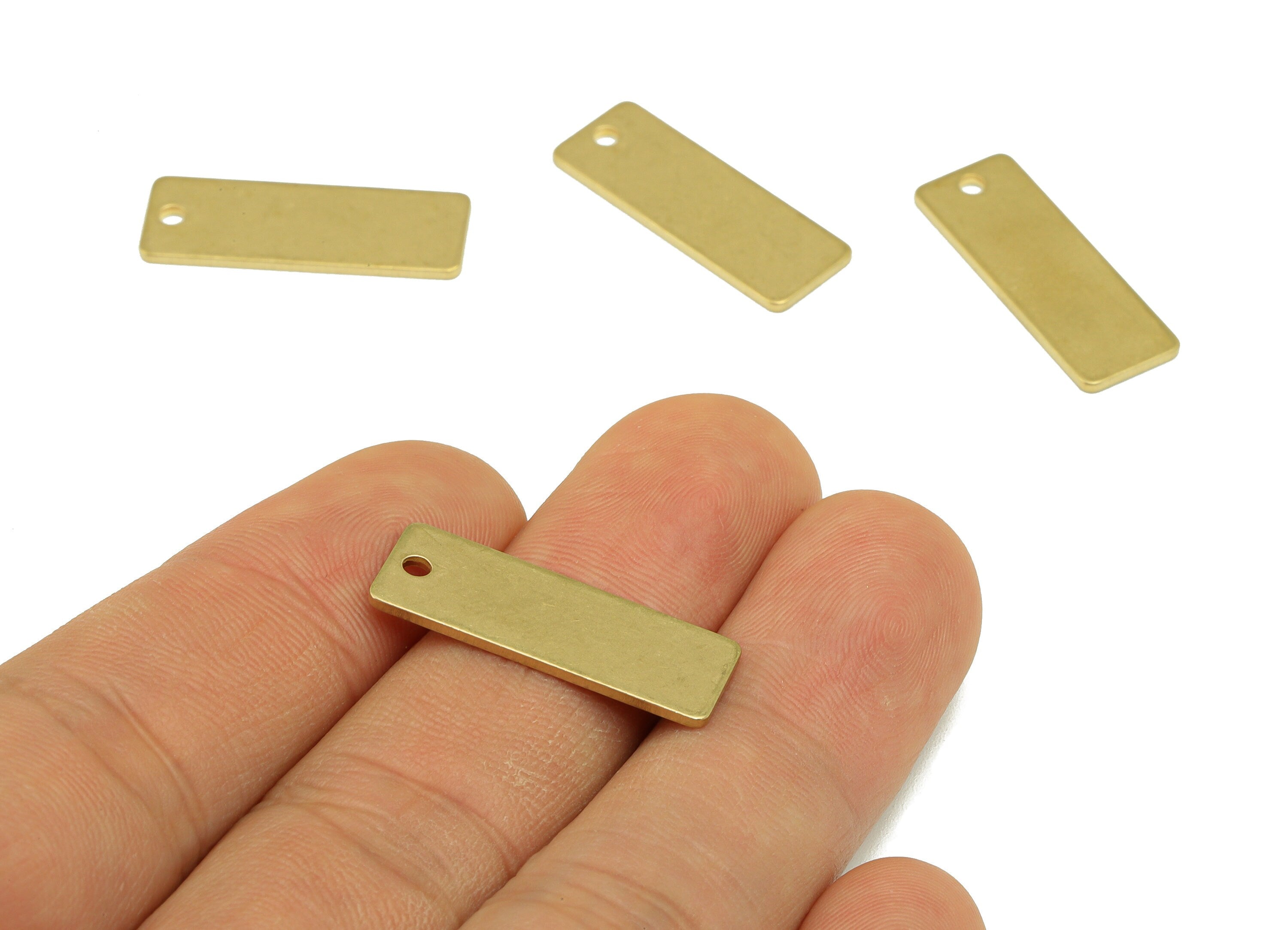 Brass Rectangle Earring Charm - Raw Brass Rectangle Pendant - Stamping Blank Earring Charm - For Necklace -For Bracelet -25x9x0.98mm- PP8599 - DOMEDBAZAAR