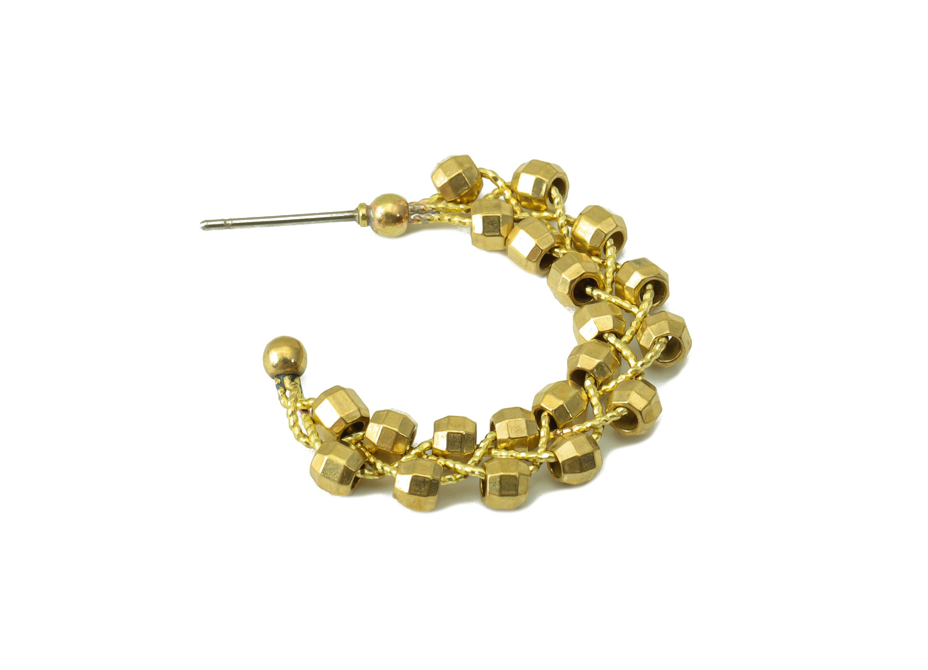 Brass Bead Earring Stud –Raw Brass C Hoop Bead - Wingding Bead Stud - Beaded Brass Wire Earring Hoop -Jewelry Supplies- 34x29x3.6mm-PP8483 - DOMEDBAZAAR