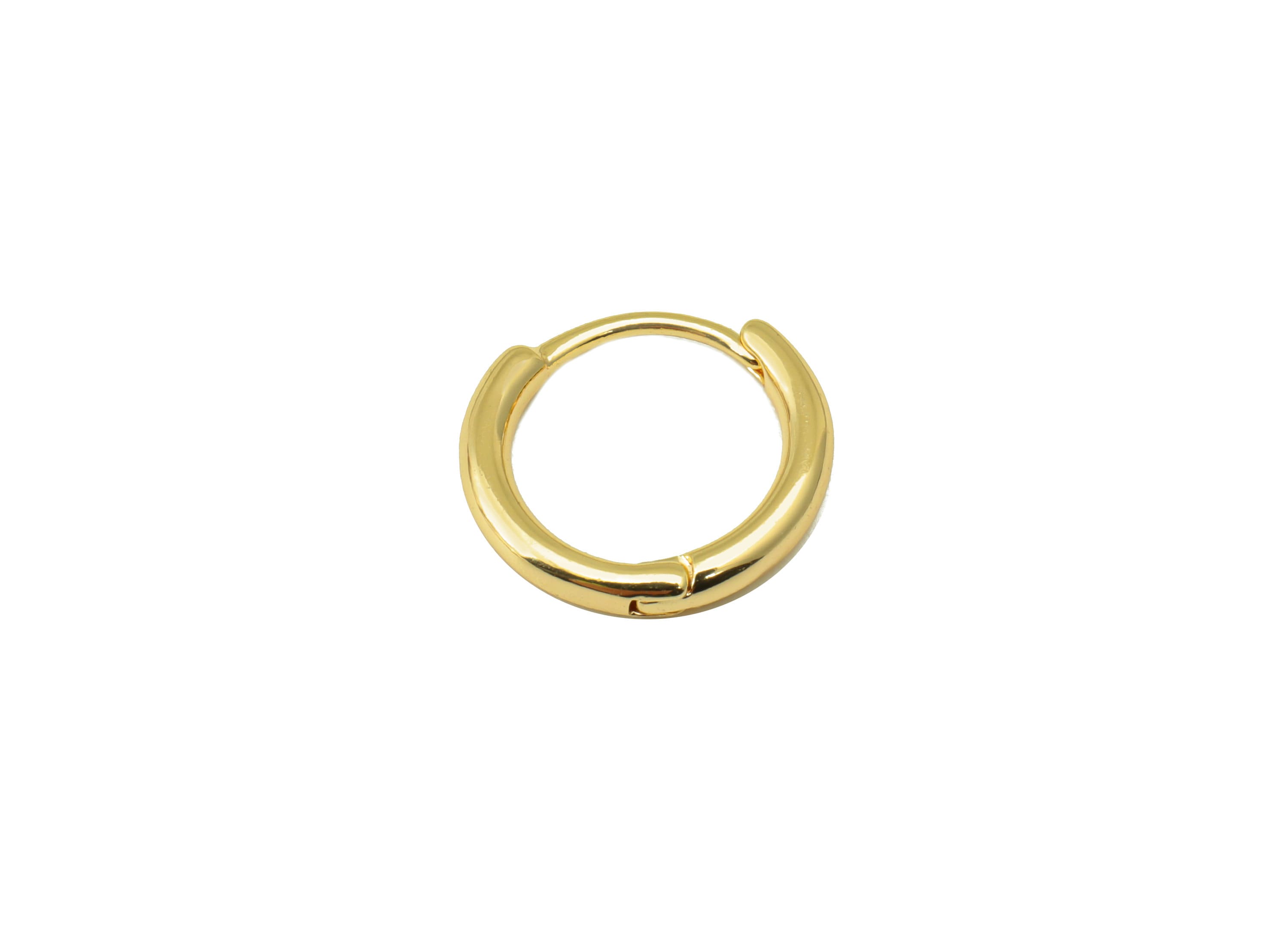 Brass Hoop Earring Clasp - Brass Round Hoop Clasp -Circle Huggie Hoop Clasp -18K Real Gold Plated - 12.94x12.07x1.87mm - RGP6554 - DOMEDBAZAAR