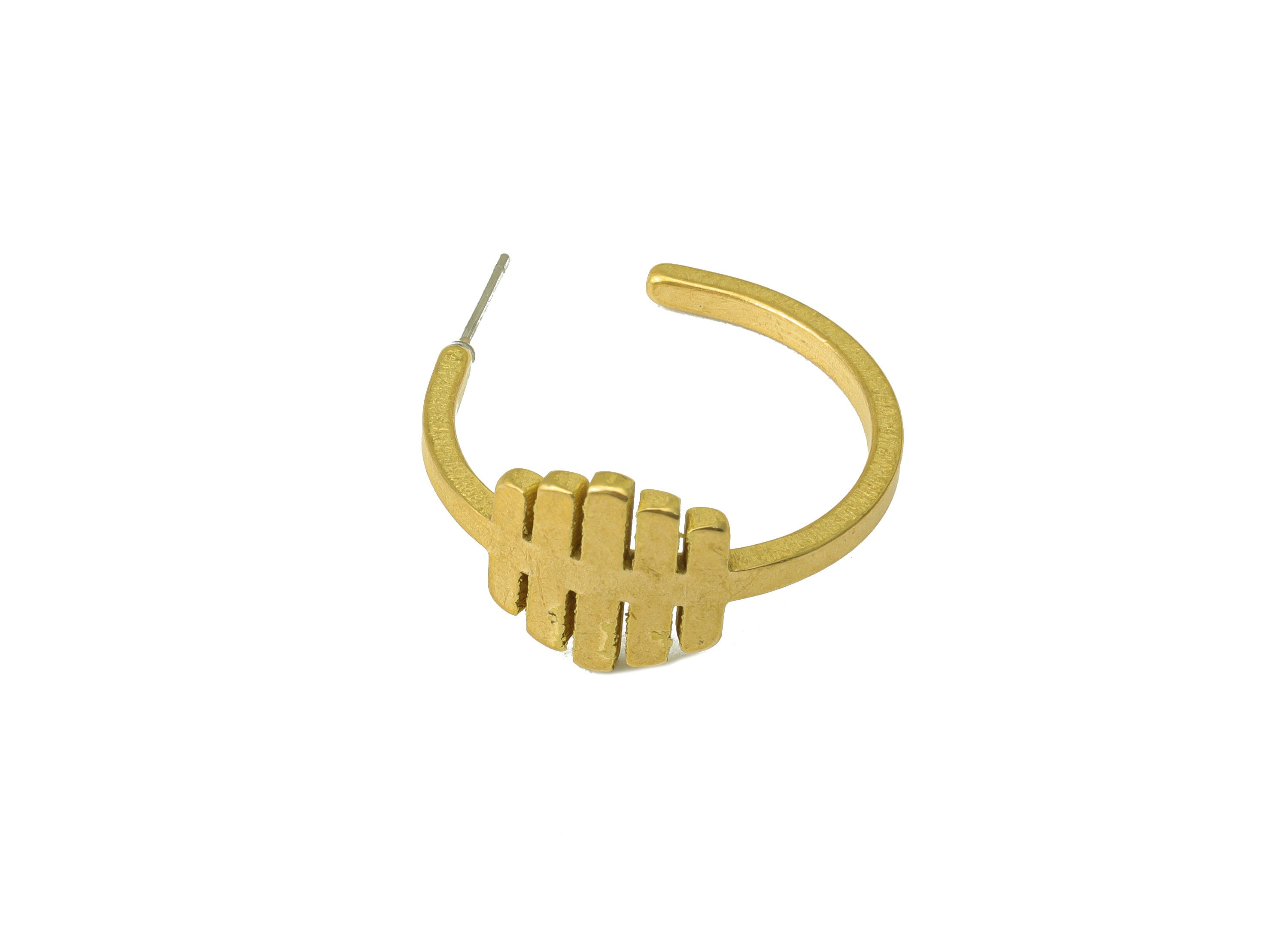 Brass Geometry Earrings Stud - Raw Brass C Hoop Earring Post - Irregular Stud Earring - Pan Flute Hoop Earring -29x32.54x1.93mm - PP8422 - DOMEDBAZAAR