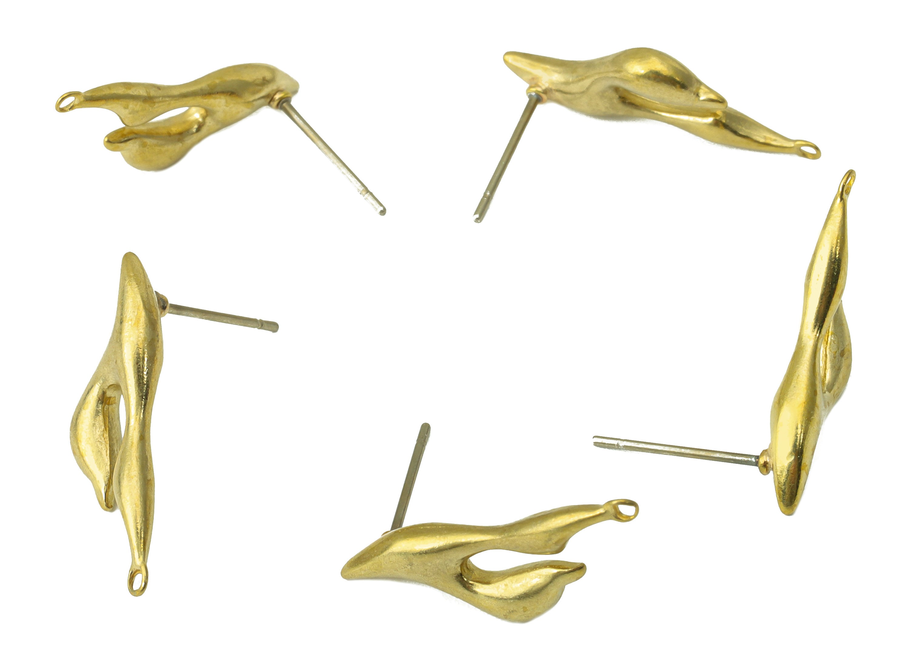 Brass Irregular Earring Stud - Melting Fly Earring Post - Burning Earring Post with Loop - Jewelry Supplies-22.82x8.05x3.27mm - PP8473 - DOMEDBAZAAR