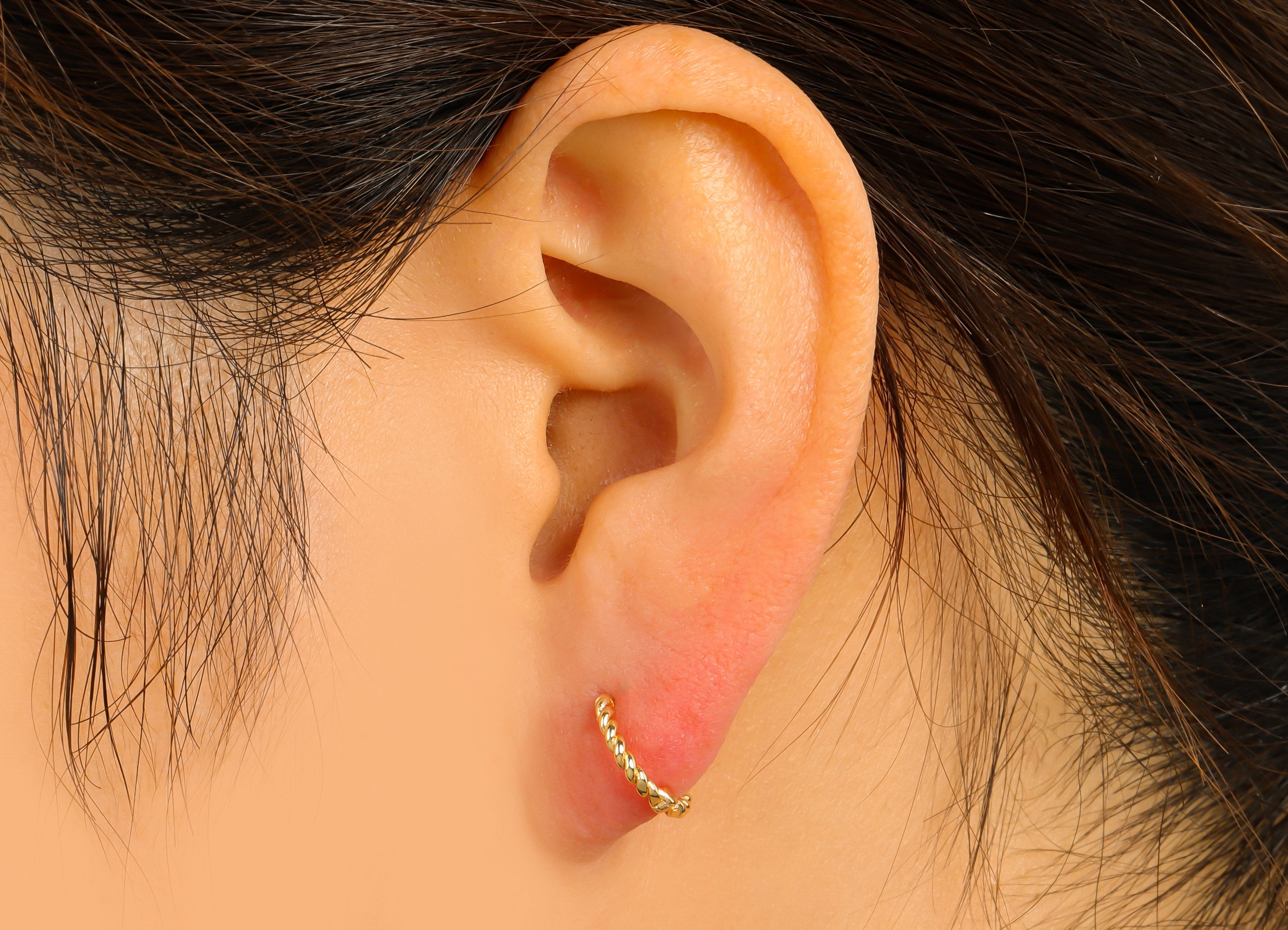 Brass Twisted Hoop Earring Clasp - Brass Twist Chain Round Hoop Clasp - Huggie Clasp -Ring Clasp - 18K Real Gold Plated -11x10x1mm- RGP6531 - DOMEDBAZAAR