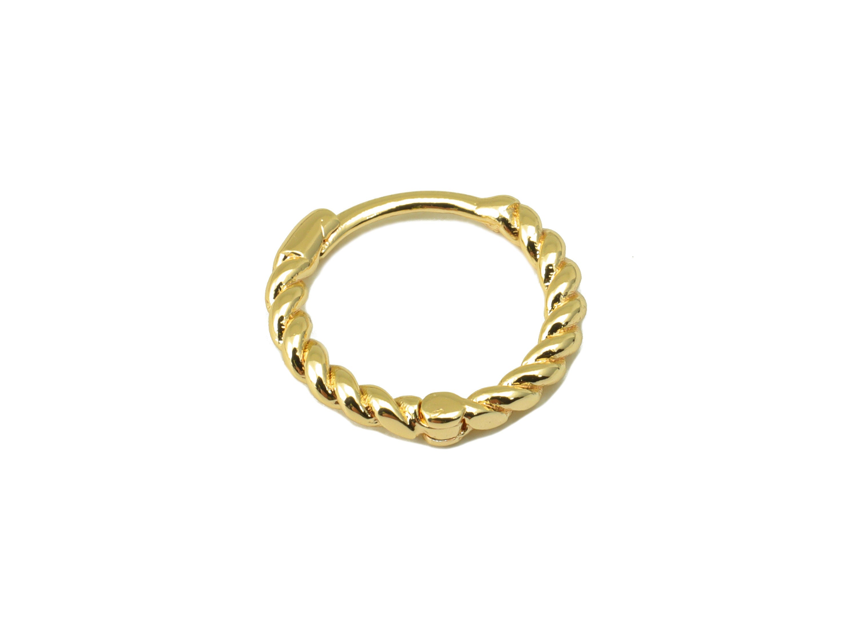 Brass Twisted Hoop Earring Clasp - Brass Twist Chain Round Hoop Clasp - Huggie Clasp -Ring Clasp - 18K Real Gold Plated -13x12x1mm- RGP6530 - DOMEDBAZAAR